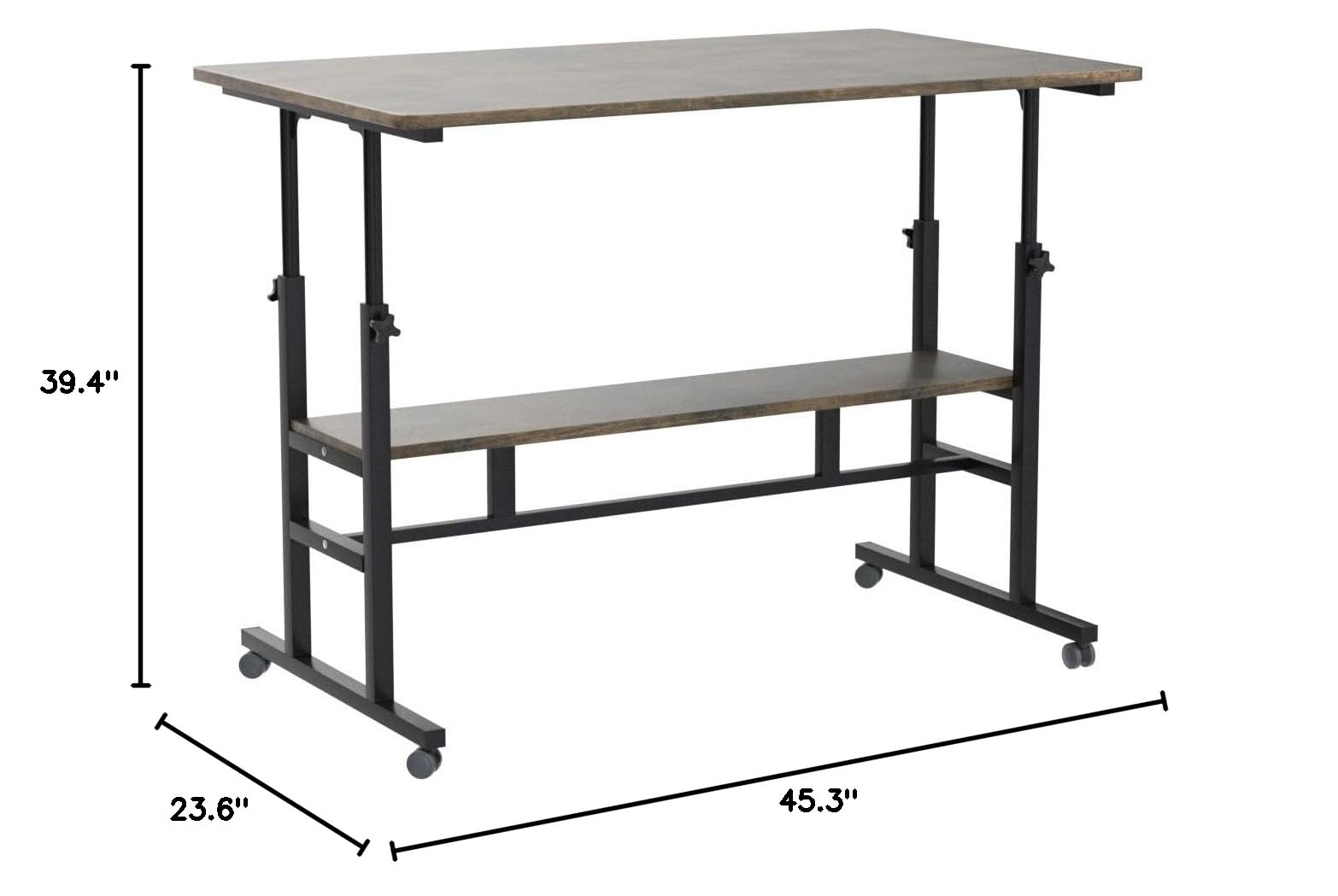 AIZ Mobile Standing Desk - Adjustable Height Rolling Laptop Cart with Wheels for Home Office | Portable Computer Workstation (39.4