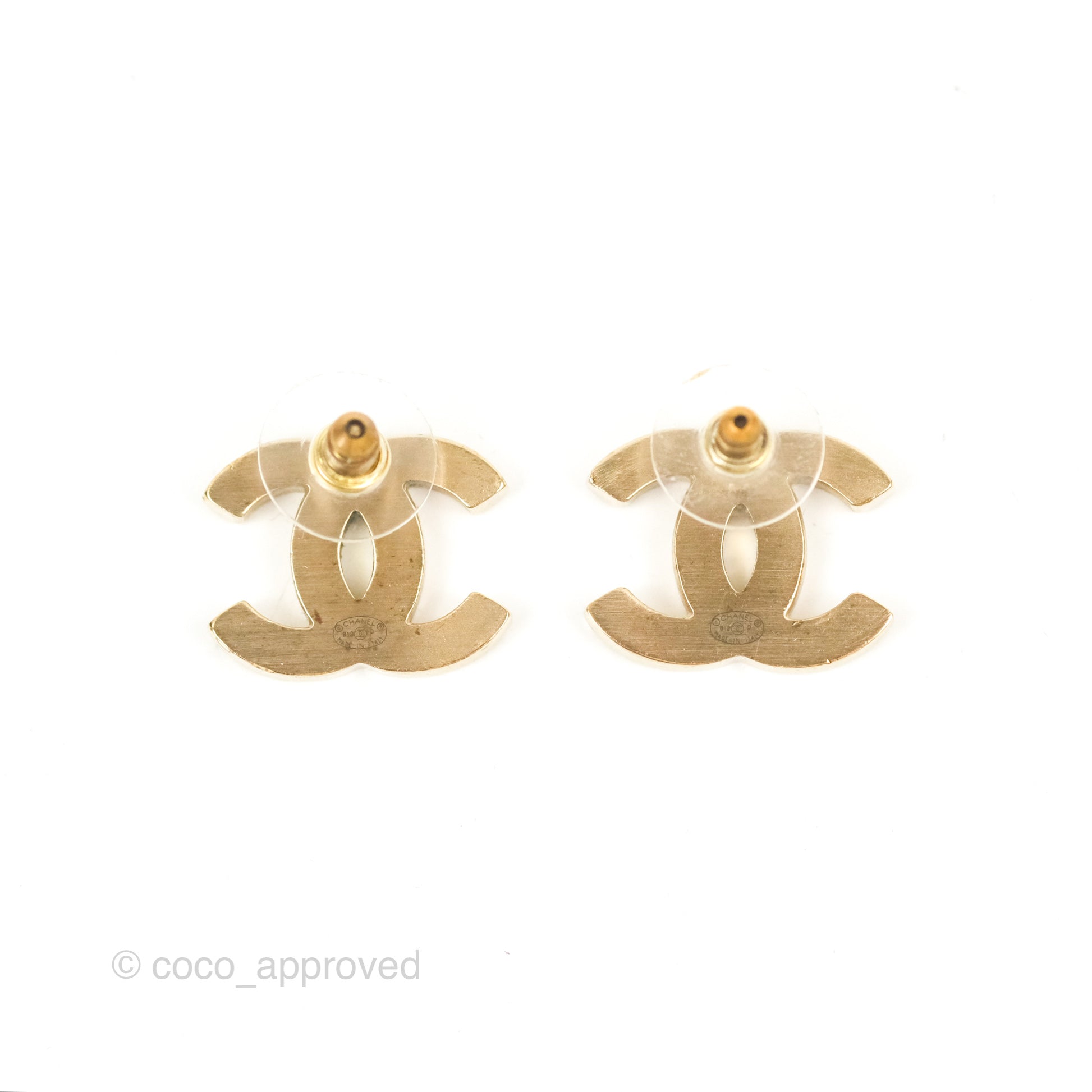 Chanel CC Black Leather Earrings with Matte Gold Tone - 12P Luxury Fashion Jewelry for Women, Perfect for Parties, Weddings & Special Occasions