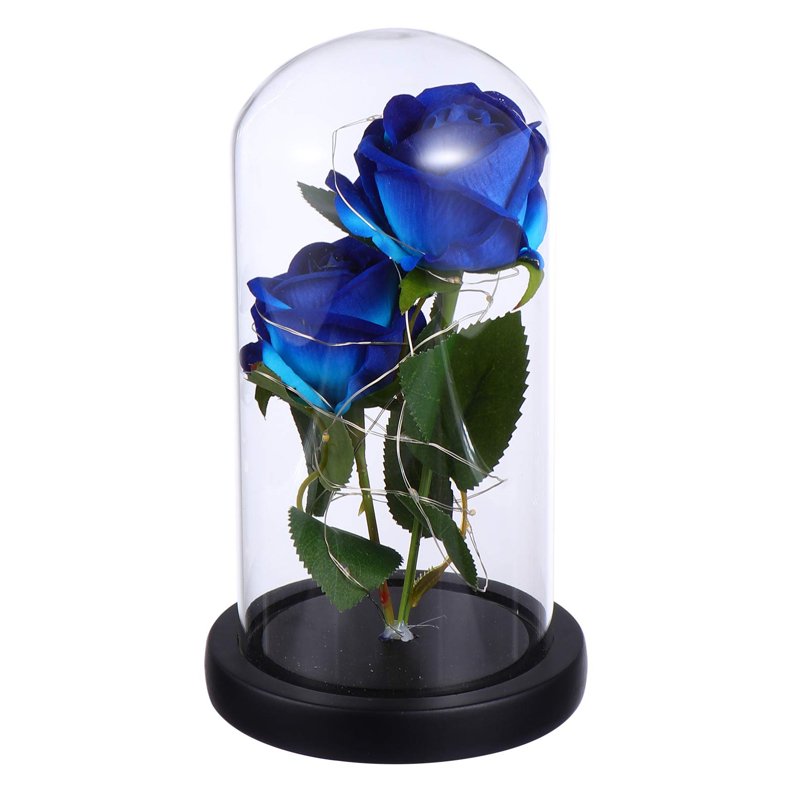 Enchanted Rose LED Night Light - Beauty and The Beast Inspired Glass Dome Flower Lamp, Romantic Valentine's Day Gift for Her, Home Decor & Bedside Lighting (Purple) - Perfect for Bedrooms, Weddings & Disney Themed Parties