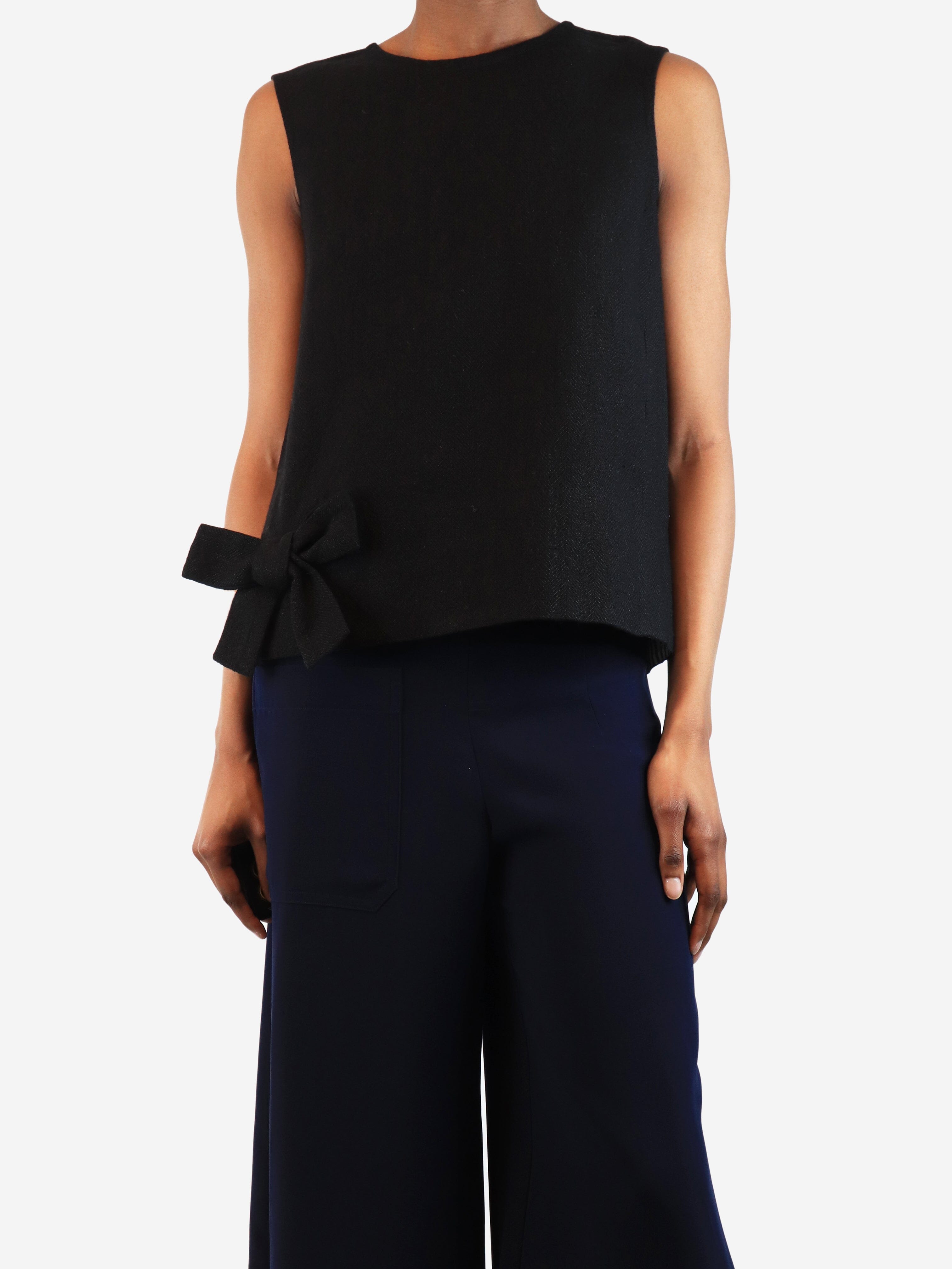 Elegant Black Sleeveless Women's Top with Bow Detail - UK Size 6 | Perfect for Summer Outfits, Casual Wear & Special Occasions
