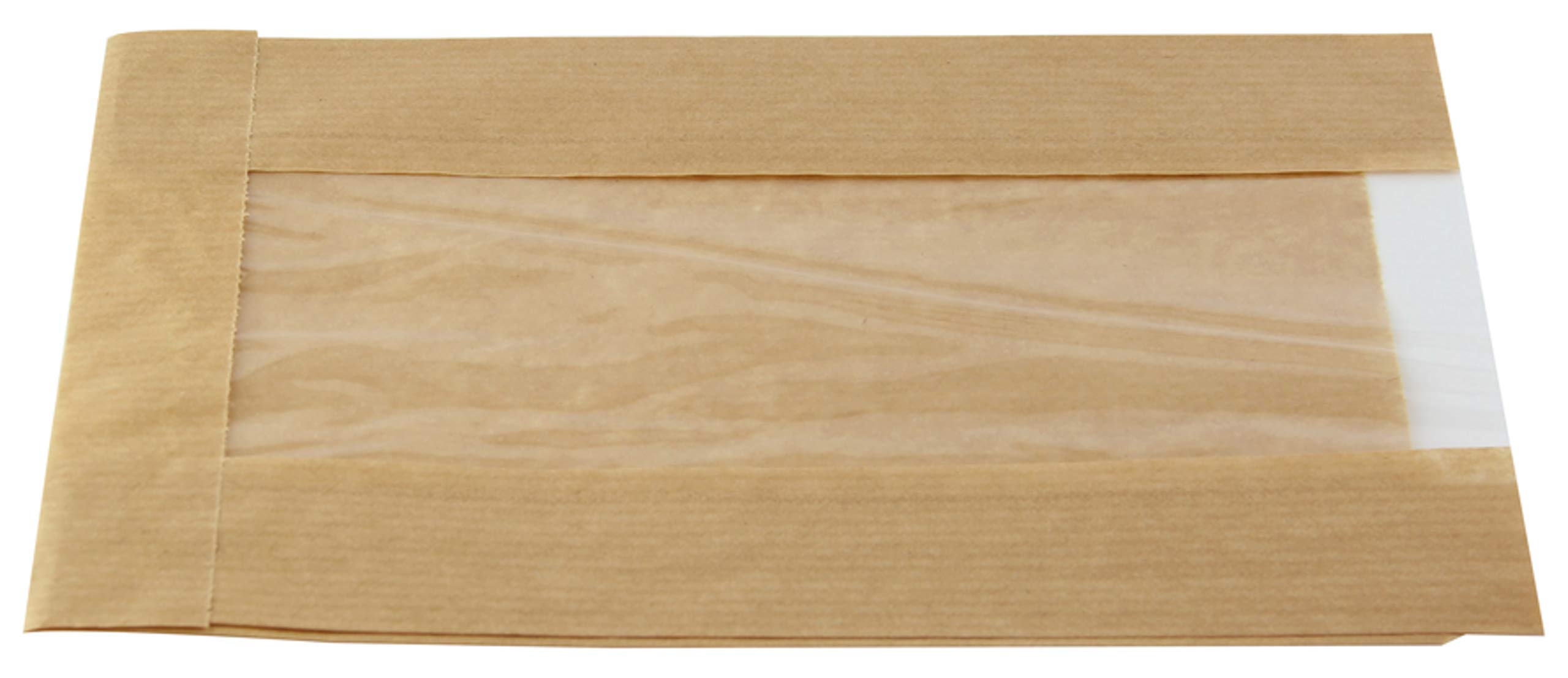 PACKNWOOD 210SVIS2214 Brown Kraft Bags with Window - 8.7