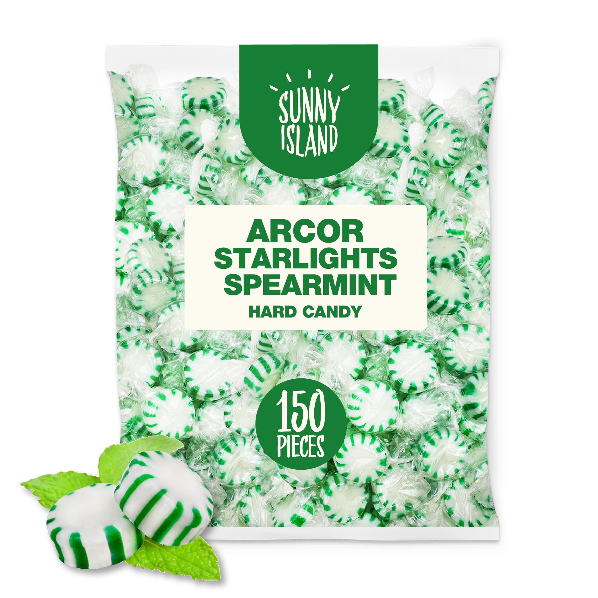 Arcor Starlight Spearmint Mints - 2 Pound Bulk Bag (Approx 150 Pieces) | Refreshing Hard Candy for Office, Travel & Home Use | Sugar-Free Breath Freshener