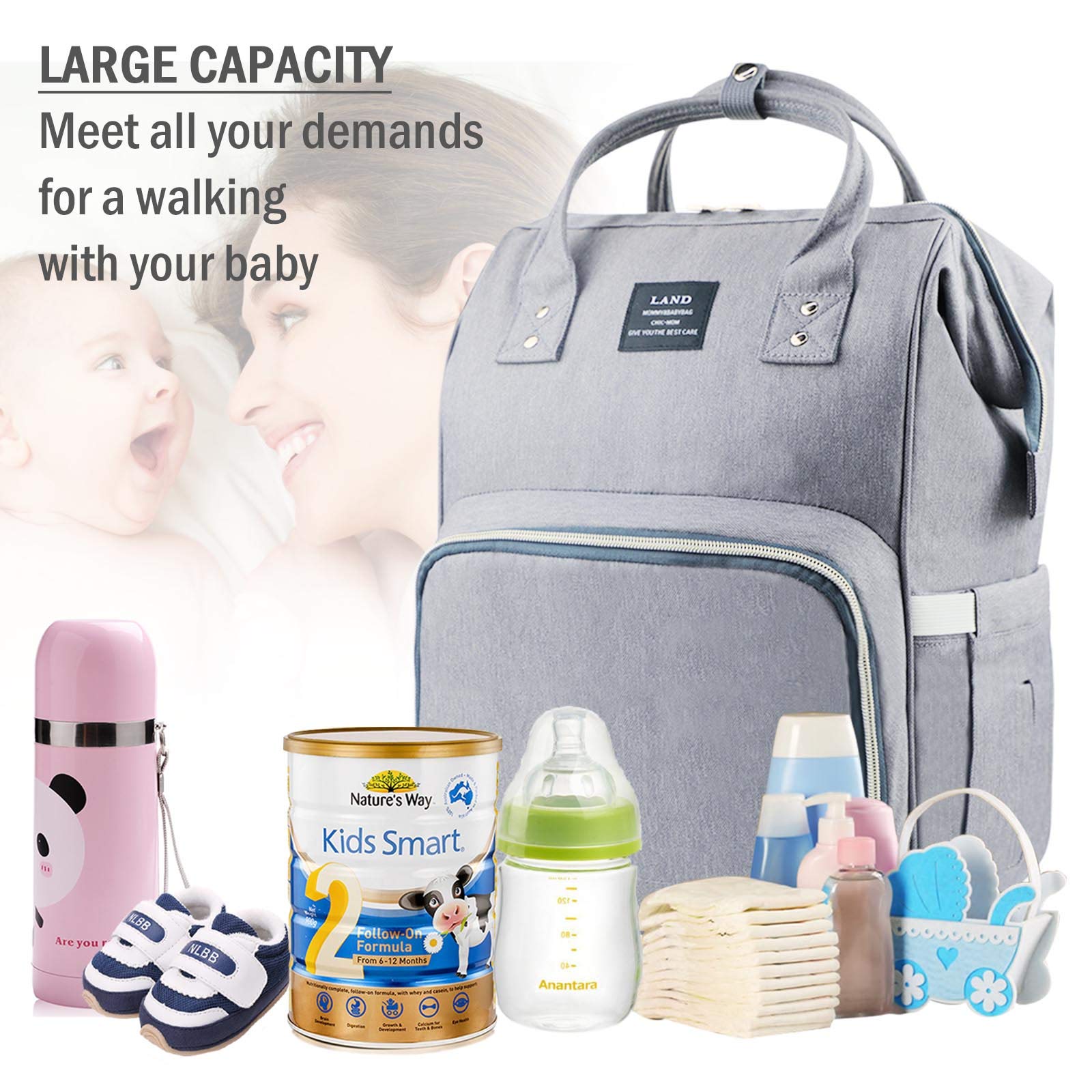 **Large Capacity Baby Diaper Backpack - Waterproof Travel Diaper Bag for Moms, Dads & Caregivers | Perfect for Daycare, Outings & Travel**