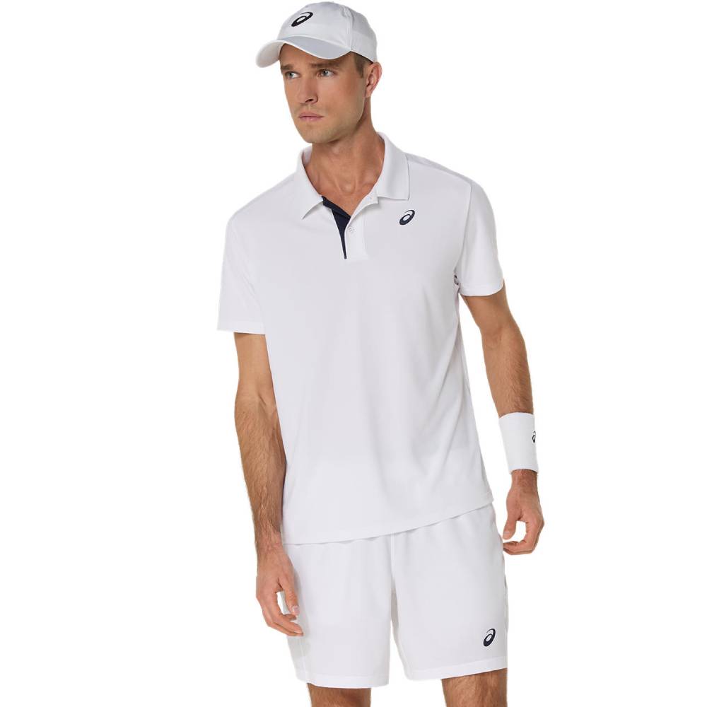 ASICS Men's Performance Tennis Polo Shirt - Breathable Quick-Dry Fabric, UPF 50+ Sun Protection - Brilliant White - Ideal for Tennis, Golf & Casual Wear