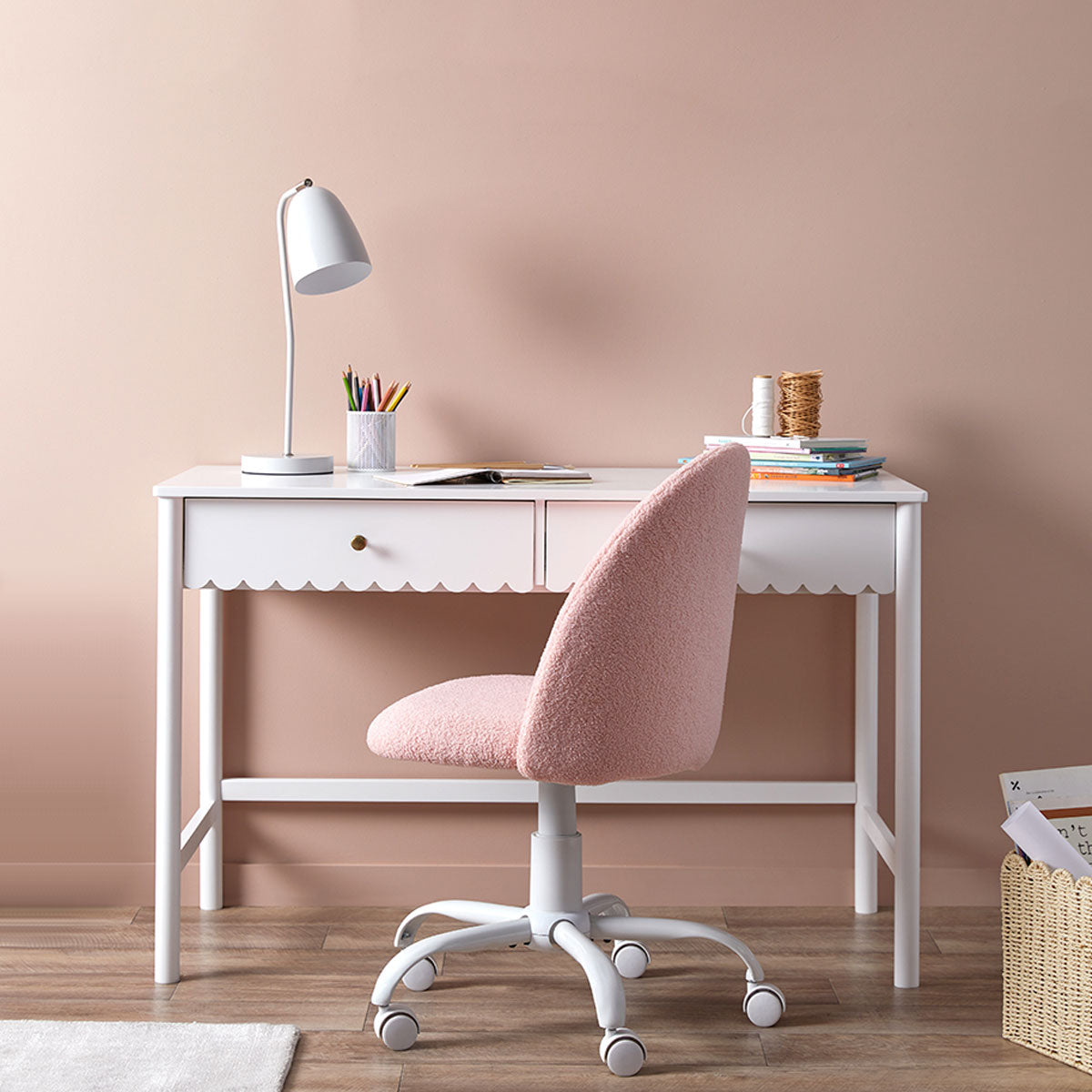 Nolan Ergonomic Office Chair with Lumbar Support - Pink, Adjustable Swivel Desk Chair for Home & Office Workspace, Comfortable Computer Gaming Chair for Long Hours Sitting