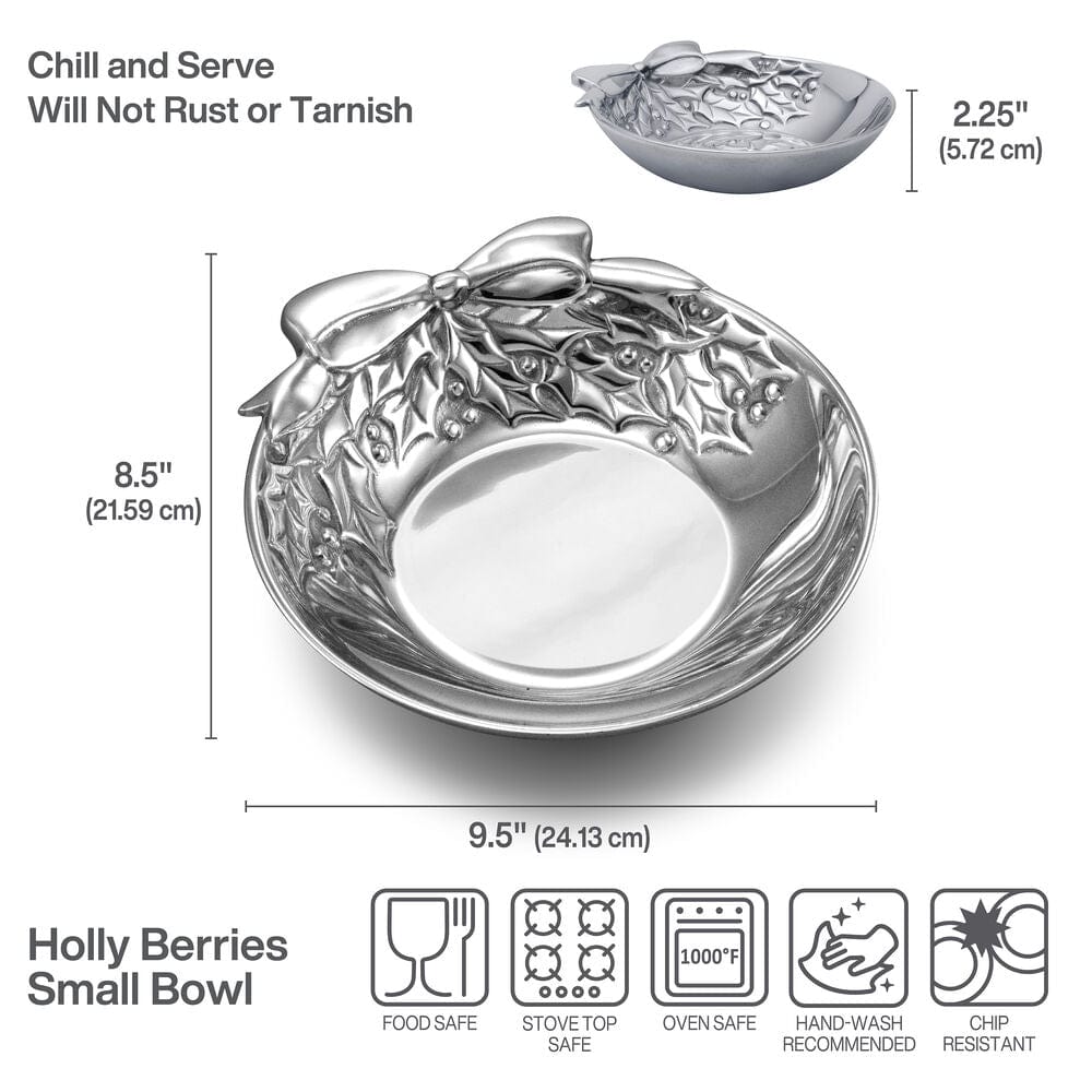 Small Decorative Holly Berries Bowl - Perfect for Holiday Centerpieces, Christmas Table Decor, and Festive Home Accents
