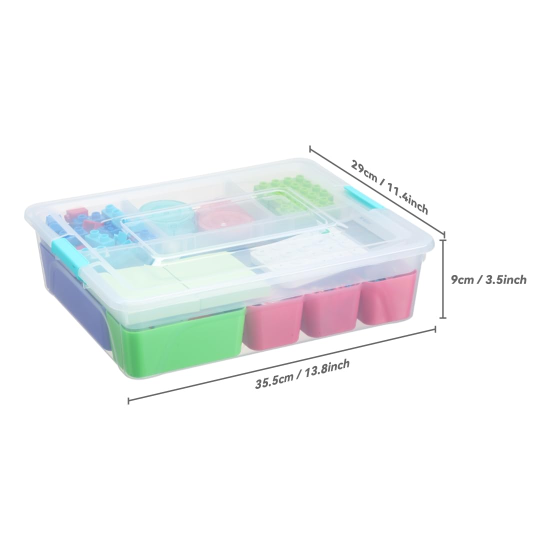 Multi-Color Storage Container Box with Adjustable Dividers - Perfect Organizer for Crafts, Lego, Tools & Art Supplies | Ideal for Home, Office & Classroom Organization
