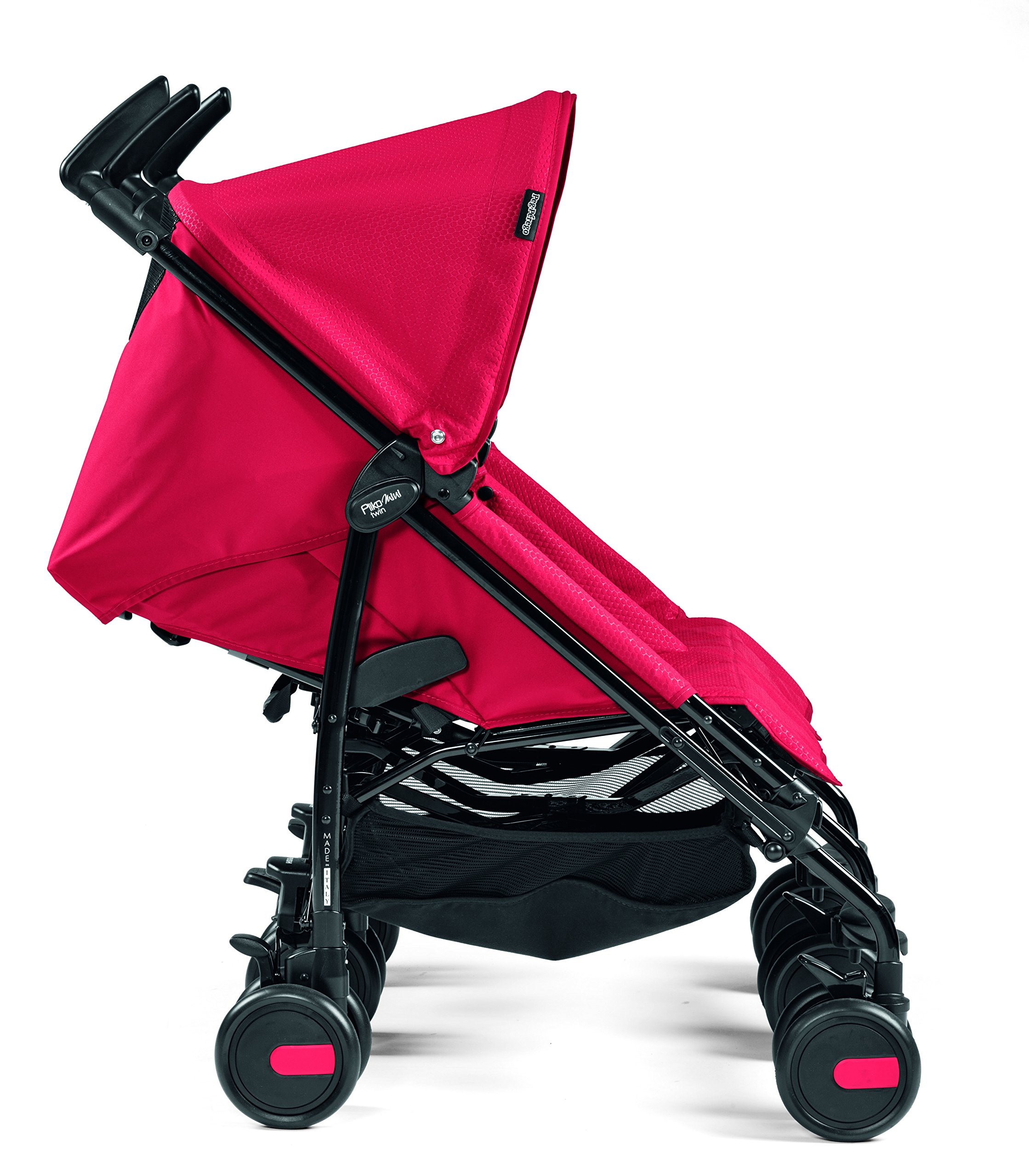 Peg Perego Pliko Mini Twin Baby Stroller - Lightweight Compact Double Stroller for Twins, Mod Red | Perfect for Travel, Shopping & Everyday Use with Toddlers
