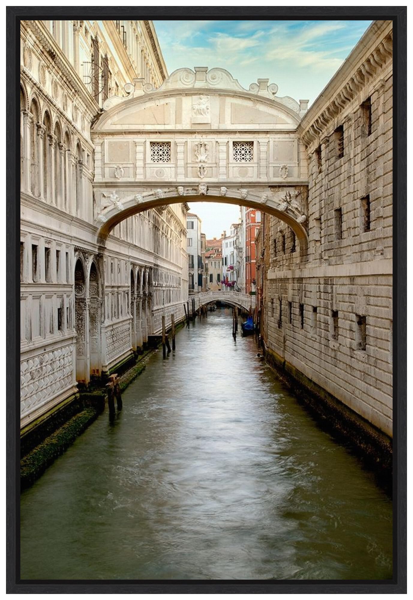 Amanti Art Framed Canvas Wall Art - 33x23 Bridge Of Sighs by Alan Blaustein | Premium Framed Architecture Painting | Modern Home Decor for Living Room, Bedroom & Bathroom | Large Wall Art for Office & Dining Room Decor