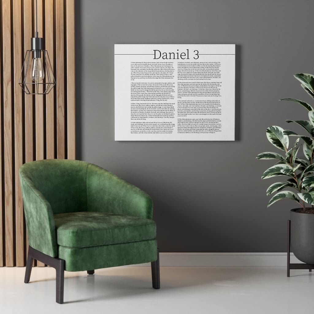 Christian Wall Art - Bible Verse Canvas Print Daniel Chapter 3, Inspirational Scripture Home Decor for Living Room, Bedroom & Church (White)
