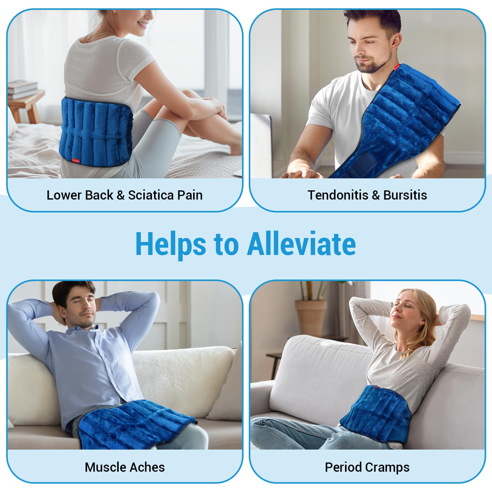Comfytemp Microwavable Heating Pad for Back Pain Relief - 2.5LB Moist Heat Therapy for Cramps, Sciatica, Waist, Stomach & Muscle Aches | FSA/HSA Eligible | Wearable Hot Pack for Home, Office & Travel Use