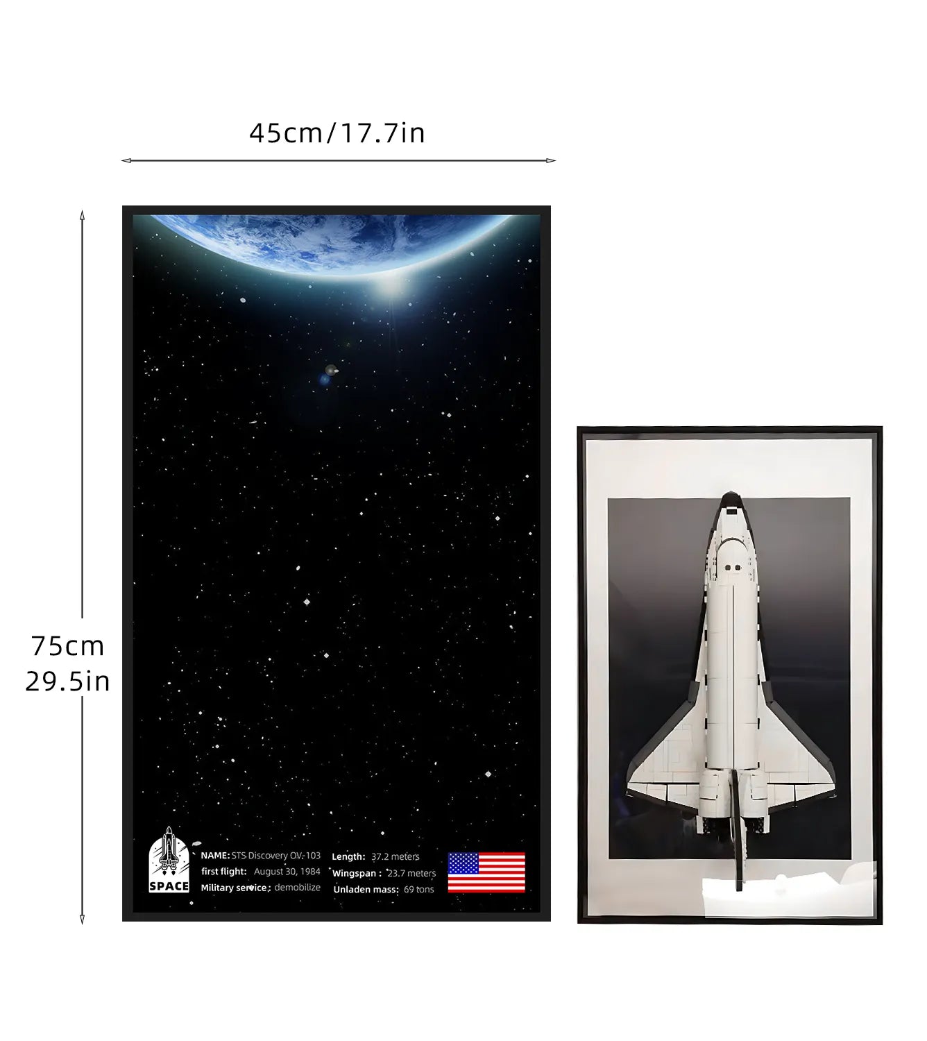 LEGO® 10283 NASA Space Shuttle Discovery Wall Display Frame - Premium Hanging Shelf for LEGO Space Collection - Perfect for Home Office & Game Room Decor