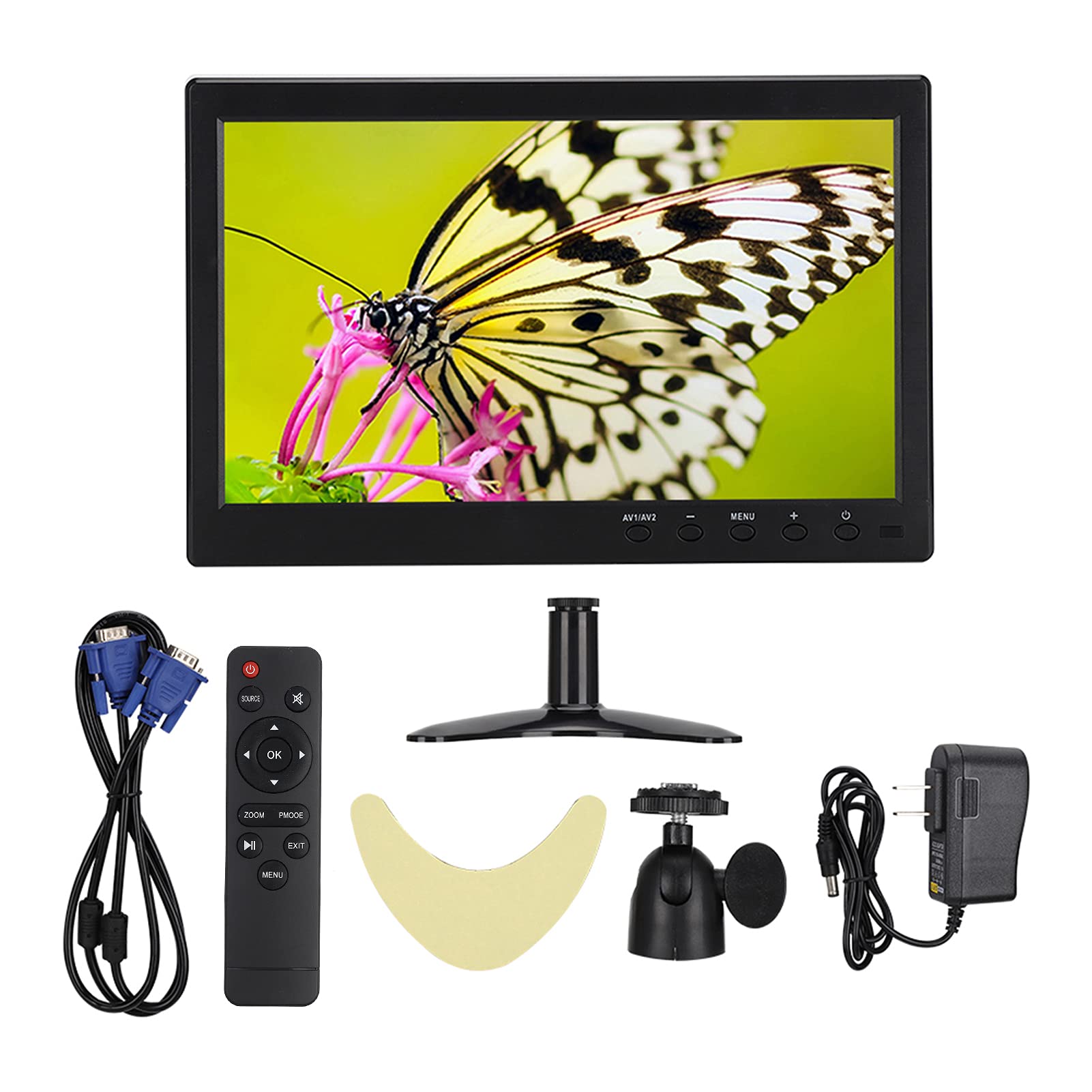 10.1 Inch Full HD 1920x1080 TFT LCD Monitor with Low Blue Light, Dual Speakers, AV/VGA/HDMI/BNC Inputs - Ideal for Office, Home, and Security Surveillance