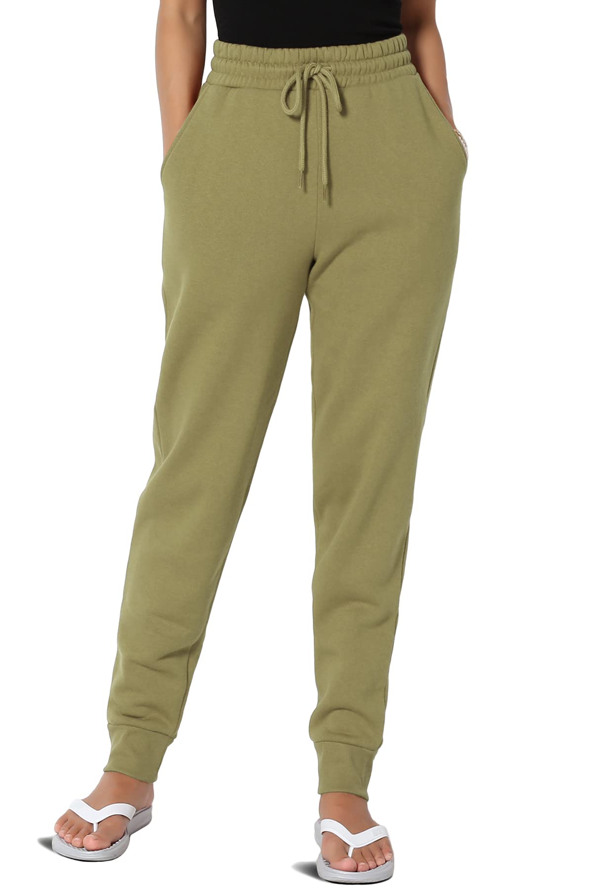 TheMogan Active Lounge Comfy Cotton Blend Drawstring Waist Jogger Sweatpants for Women - Soft Casual Yoga Pants with Pockets for Running, Workout & Home Relaxation