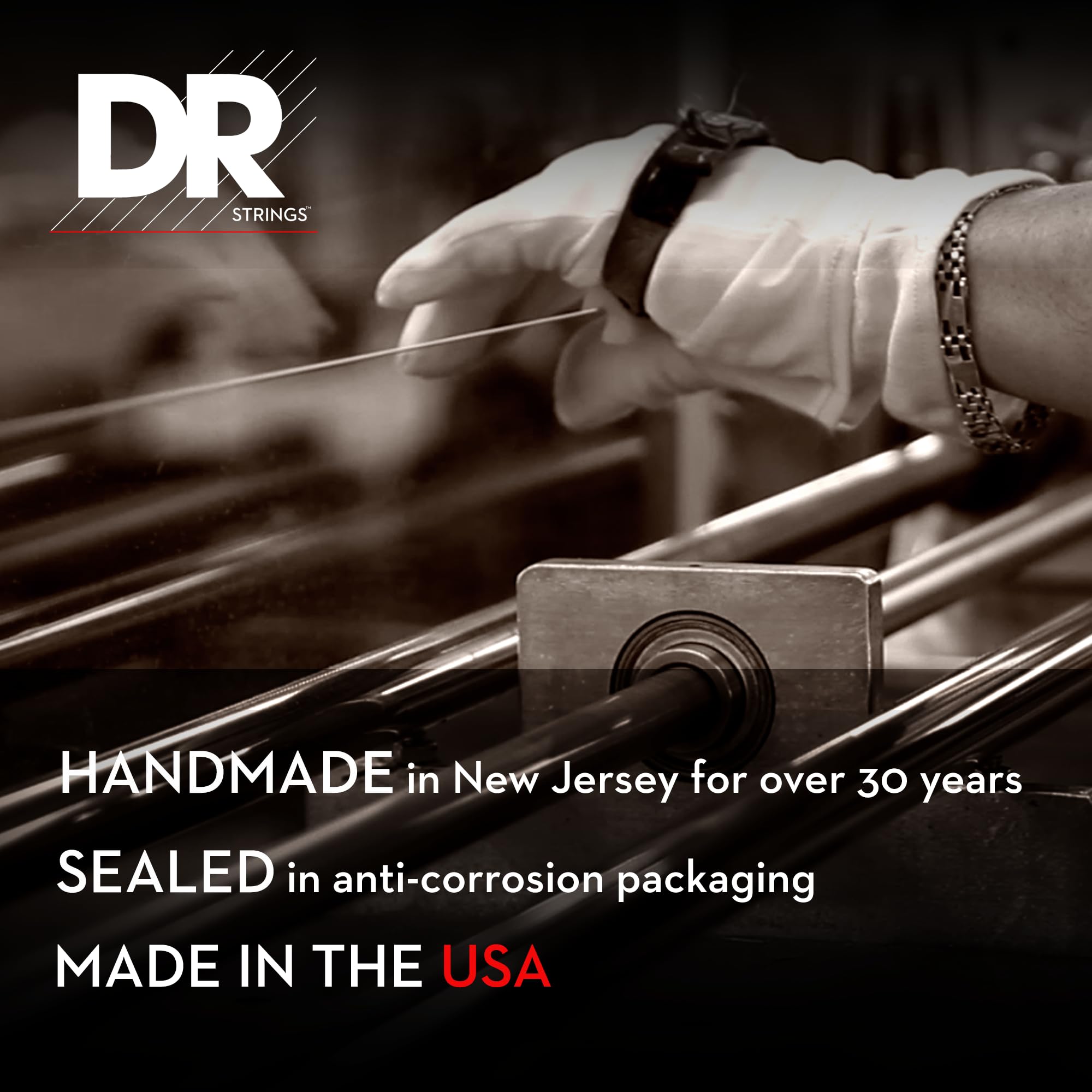 DR Strings HI-BEAMS Stainless Steel 4-String Bass Guitar Strings (50-110 Gauge) - Round Core for Enhanced Tone & Durability | Perfect for Rock, Metal & Studio Recording