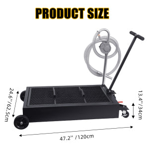 GARVEE 25 Gallon Hand Pump Oil Drain Pan with 95L Foldable Low Profile Design - Large Capacity Black Oil Change Container for Car, Truck & Motorcycle Maintenance