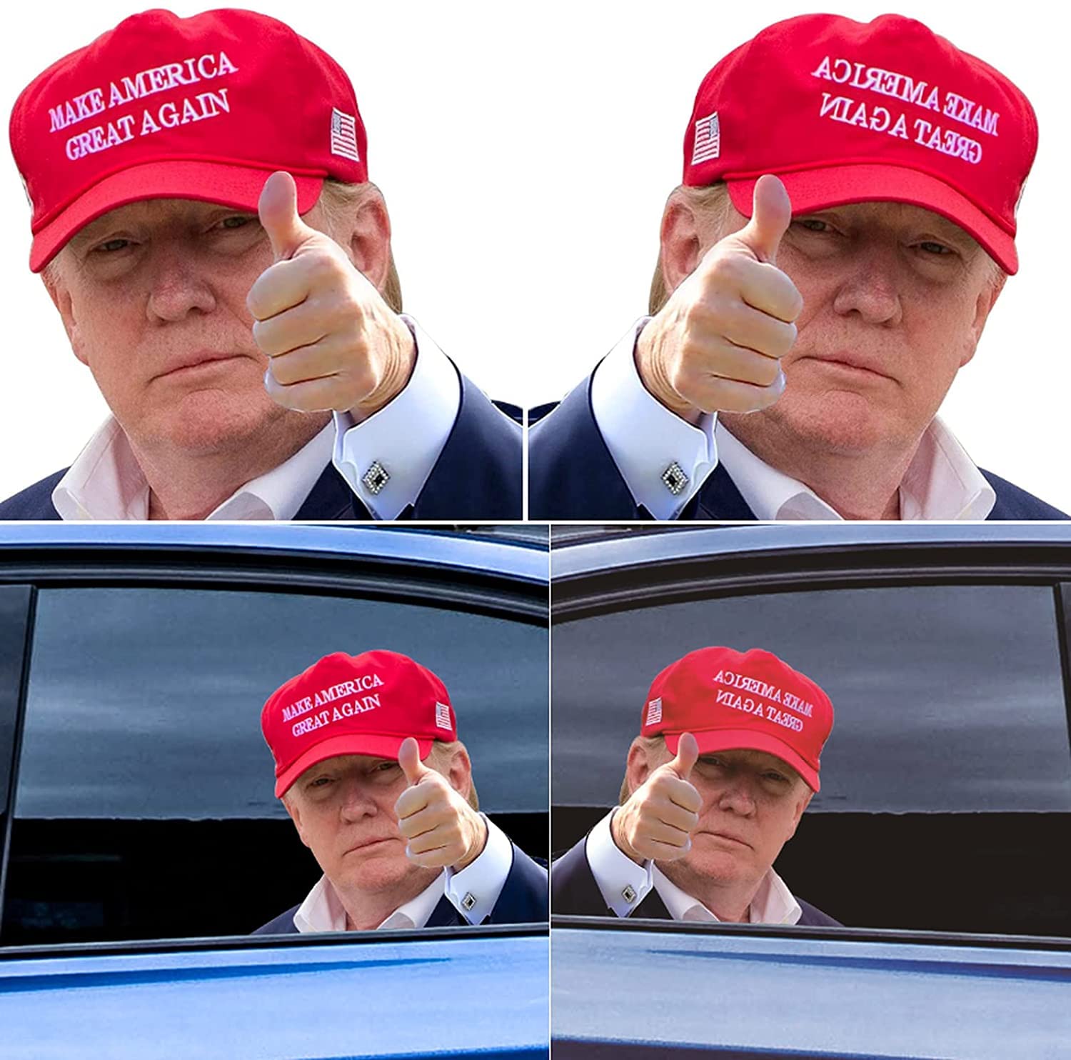 Donald Trump Car Window Decals - 20PCS Easy Remove Sticker Set for Left & Right Windows | Patriotic Political Car Accessories for Bumper, Rearview Mirror & Home Decor
