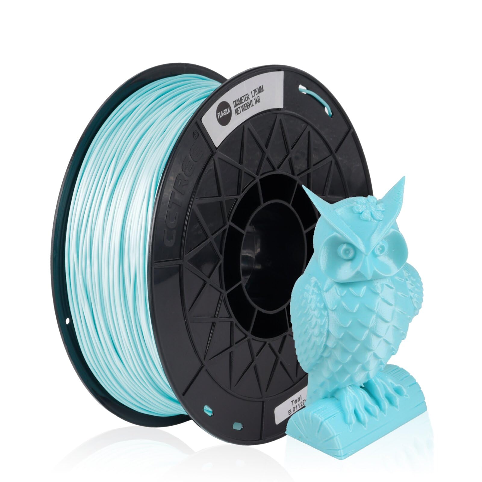 CCTREE Silk Teal PLA Filament 1.75mm for 3D Printer - 1kg Spool (2.2lbs) High Shine Silk PLA Filament with ±0.03mm Dimensional Accuracy - Easy to Print for FDM 3D Printers - Perfect for Cosplay Props, Home Decor & Creative DIY Projects