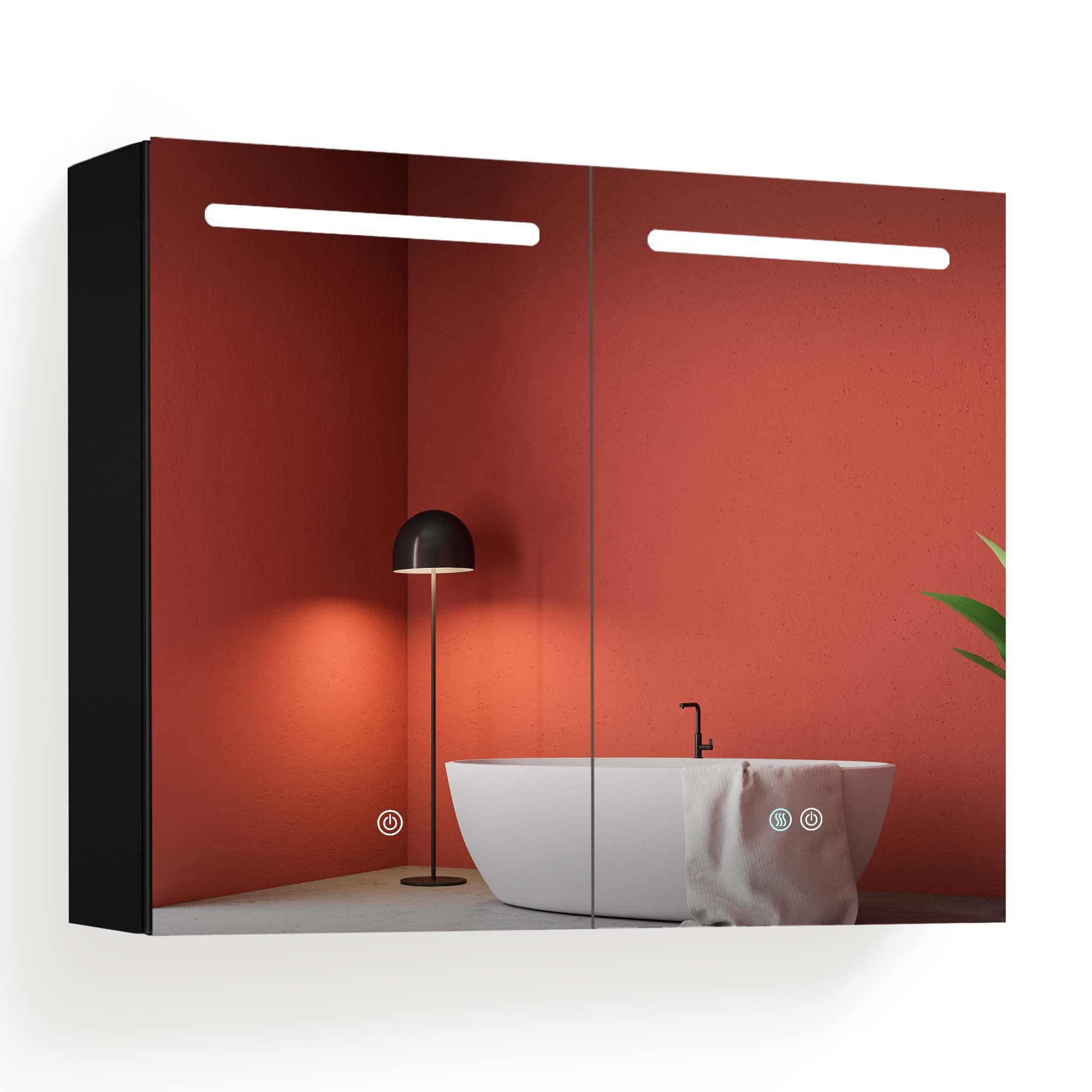 GETPRO 40x30 Inch LED Bathroom Mirror Cabinet with Defogger - 3 Color Adjustable Lighting, 3X Magnifying Mirror, Surface Mount Medicine Storage - Perfect for Modern Bathrooms, Vanity & Makeup Areas