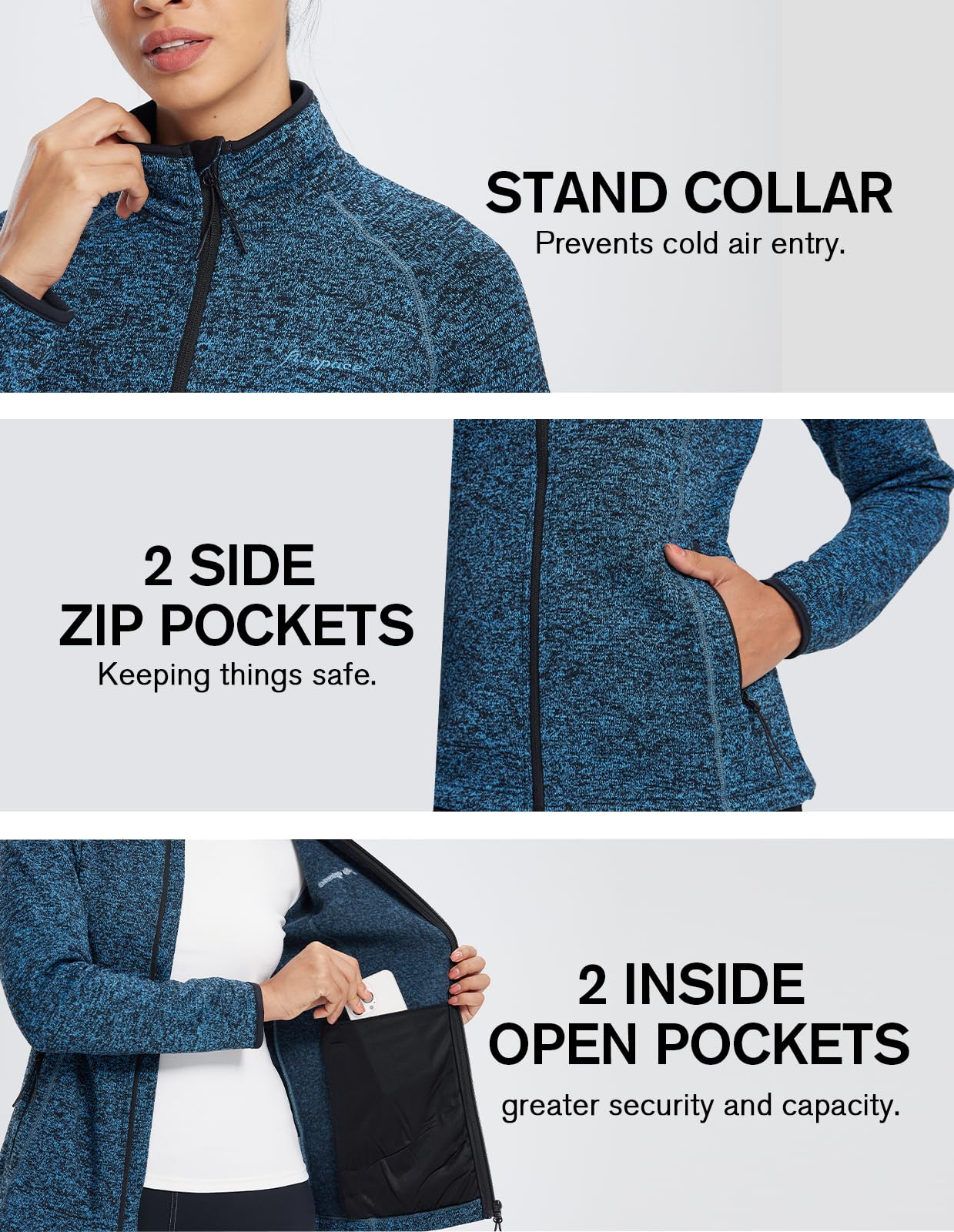 Fit Space Women's Lightweight Full Zip Sweater Scrub Jacket - Soft Knit Athletic Pullover for Nurses, Doctors & Healthcare Professionals - Perfect for Work, Casual Wear & Layering