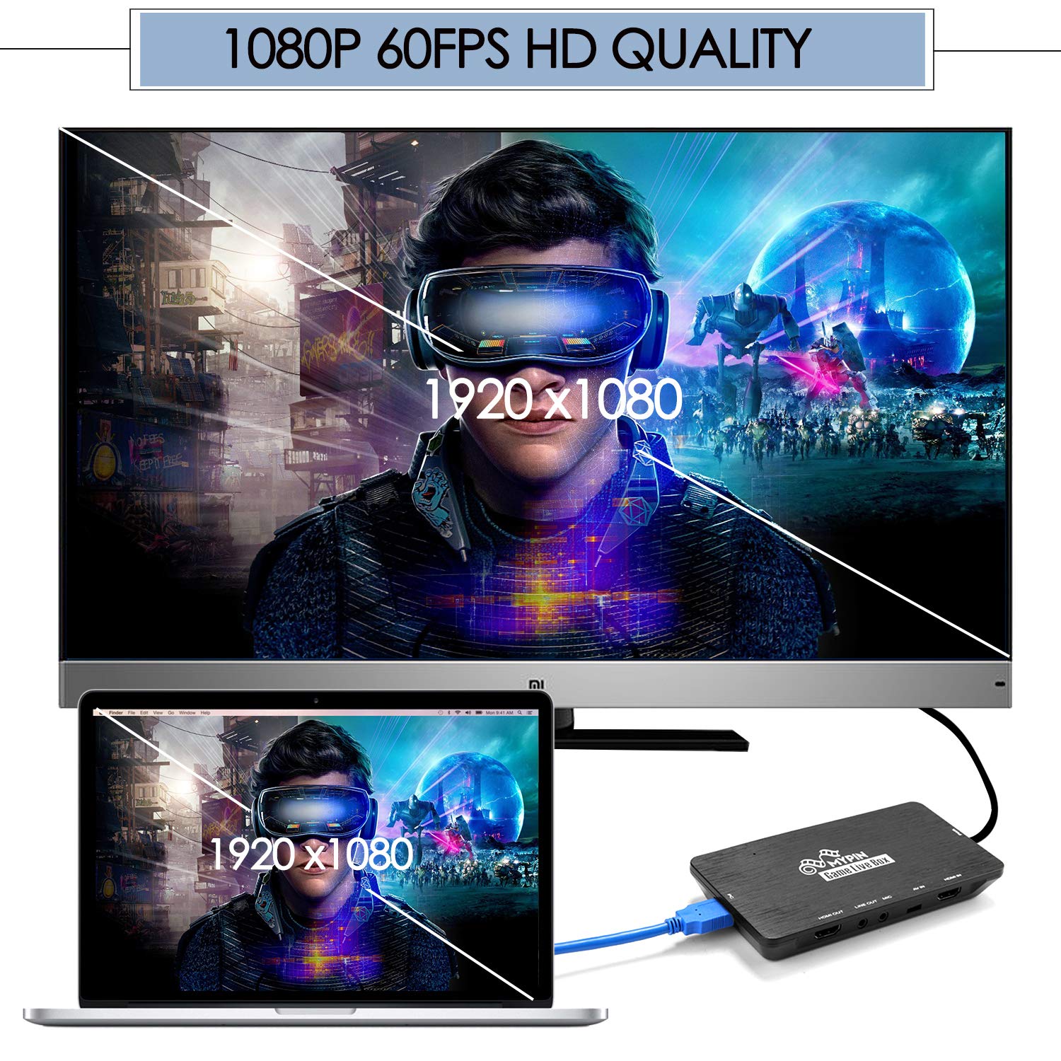 4K HDMI Game Capture Card for PS5, Xbox Series X & Switch - USB 3.0 Live Streaming Device with 1080P@60fps Recording, HDMI/AV/YPbPr Input - Perfect for Twitch, YouTube Gaming & Esports Broadcasts