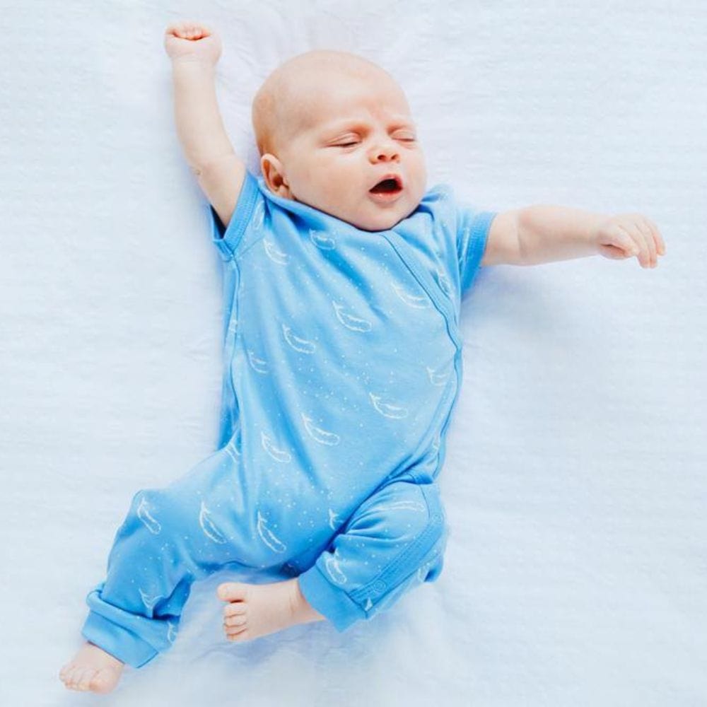Organic Cotton Summer Short Sleeve Crossover Sleepsuit for Baby Girls - Soft & Breathable Pink Coral Romper | Perfect for Playtime, Nap Time & Summer Outings