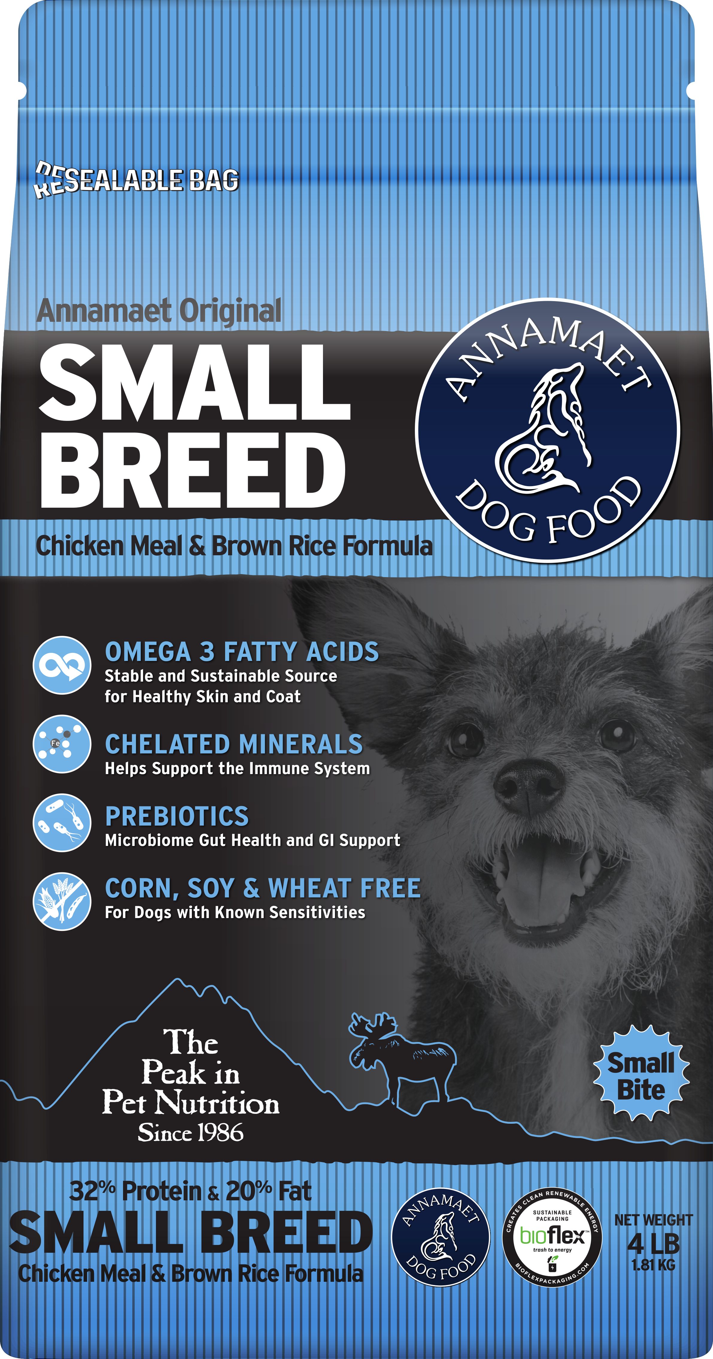 Annamaet Original Grains Small Breed Dry Dog Food - Premium Nutrition for Toy & Mini Dogs - Perfect for Home, Travel & Daily Feeding