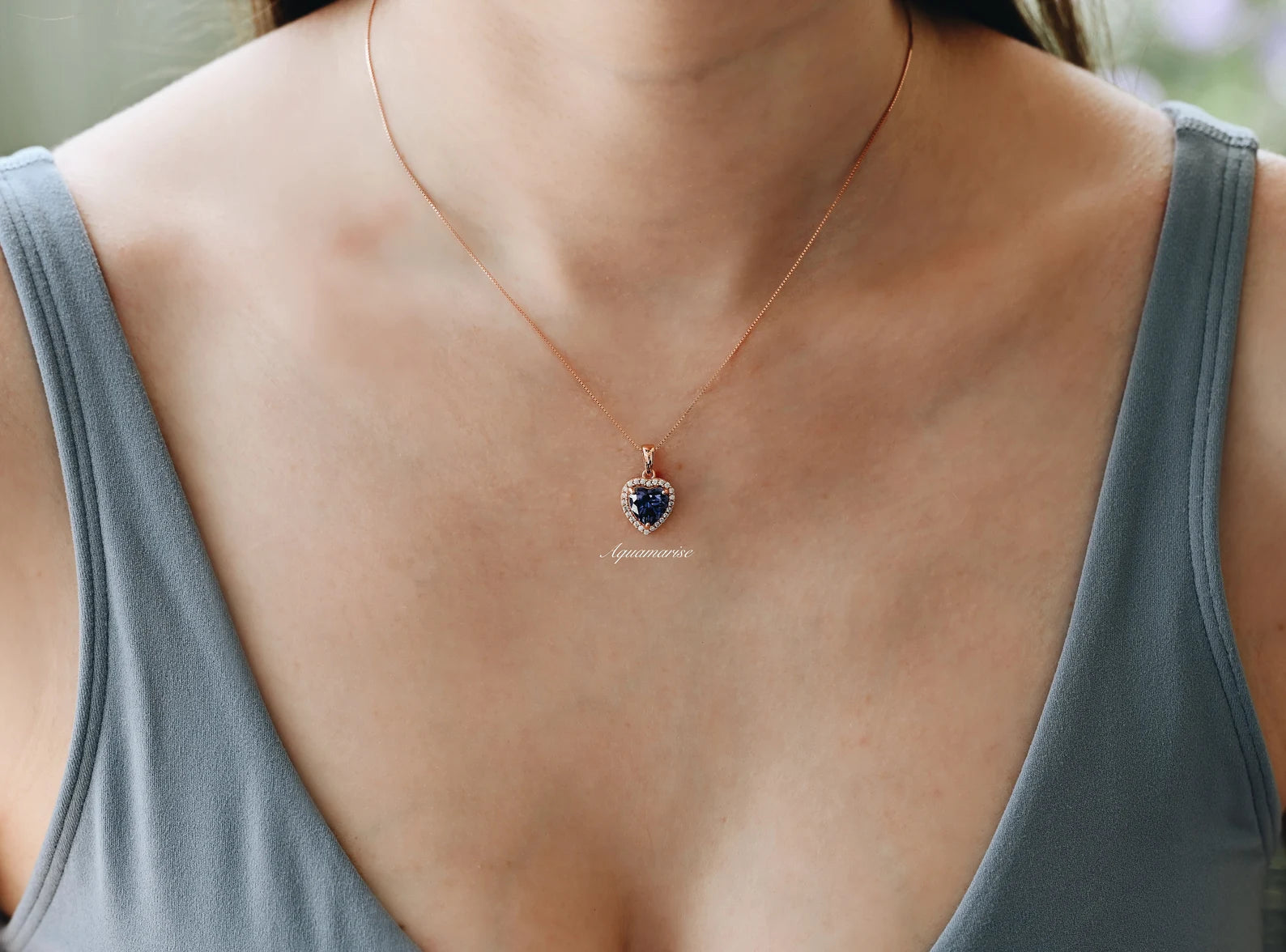 14K Rose Gold Vermeil Tanzanite Necklace for Women | Elegant Jewelry Gift for Anniversary, Birthday & Special Occasions