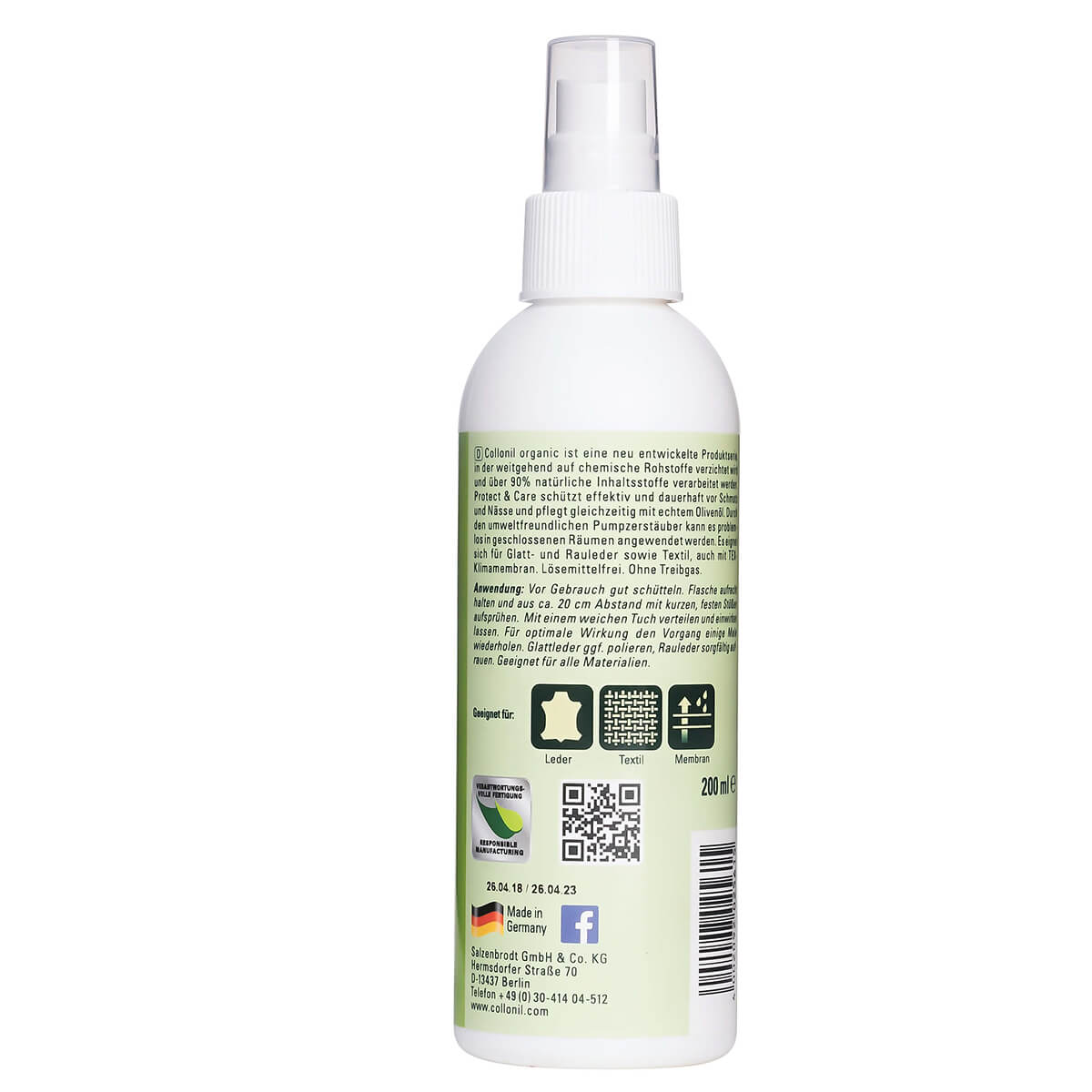 Collonil Organic Protect & Care Waterproofer Spray - Natural Shoe & Leather Protector for Boots, Bags & Furniture - Waterproof & Stain Repellent for Outdoor & Everyday Use