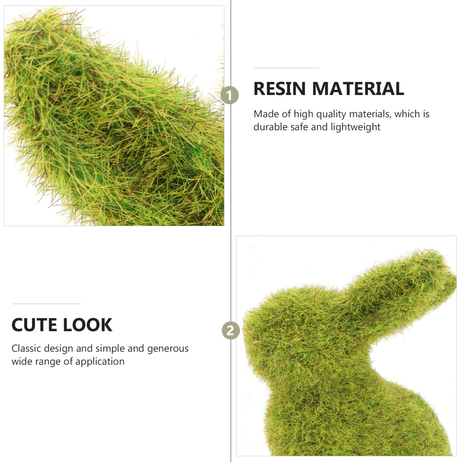 Happyyami Flocking Rabbit Decorations 2pcs - Moss Bunny Easter Garden Ornaments for Spring Home Decor, Easter Basket Fillers, and Outdoor Garden Decorations
