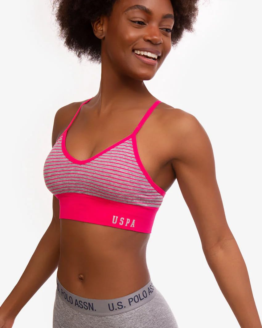 U.S. Polo Assn. Women's Wireless Sports Bras - Comfortable Supportive Yoga Workout Bras 3-Pack for Running, Gym & Active Lifestyle