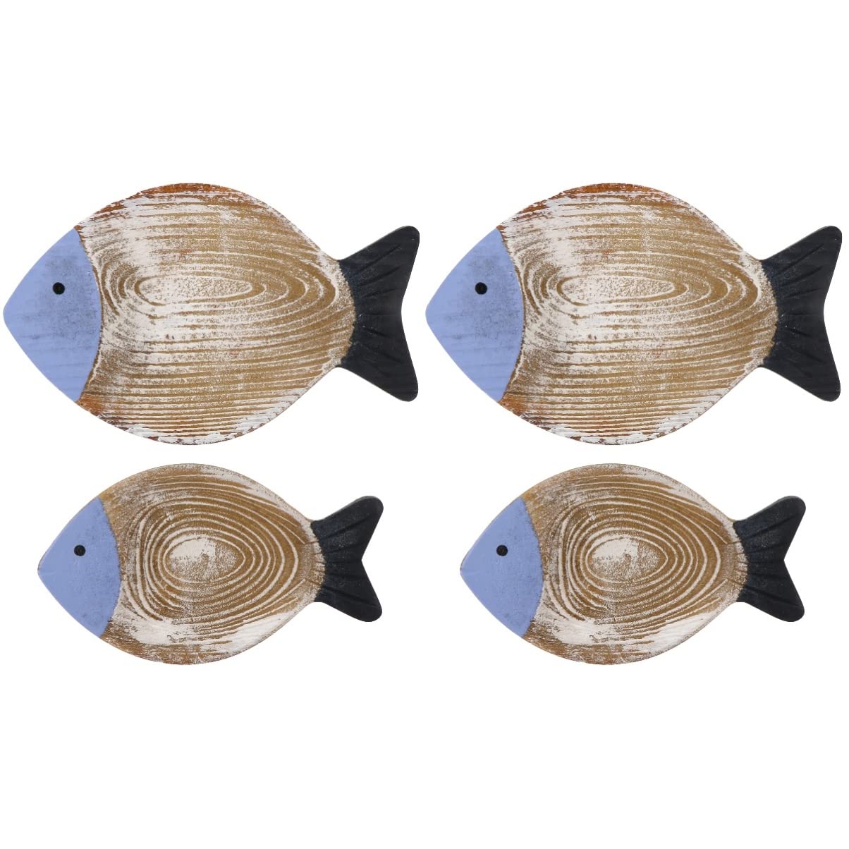 COHEALI 4-Piece Wooden Fish Wall Decor Set - Handcrafted Nautical Wooden Fish Hanging Ornaments for Beach House, Coastal & Boat Cabin Decor - Perfect for Living Room, Bedroom, Bathroom & Office Wall Art
