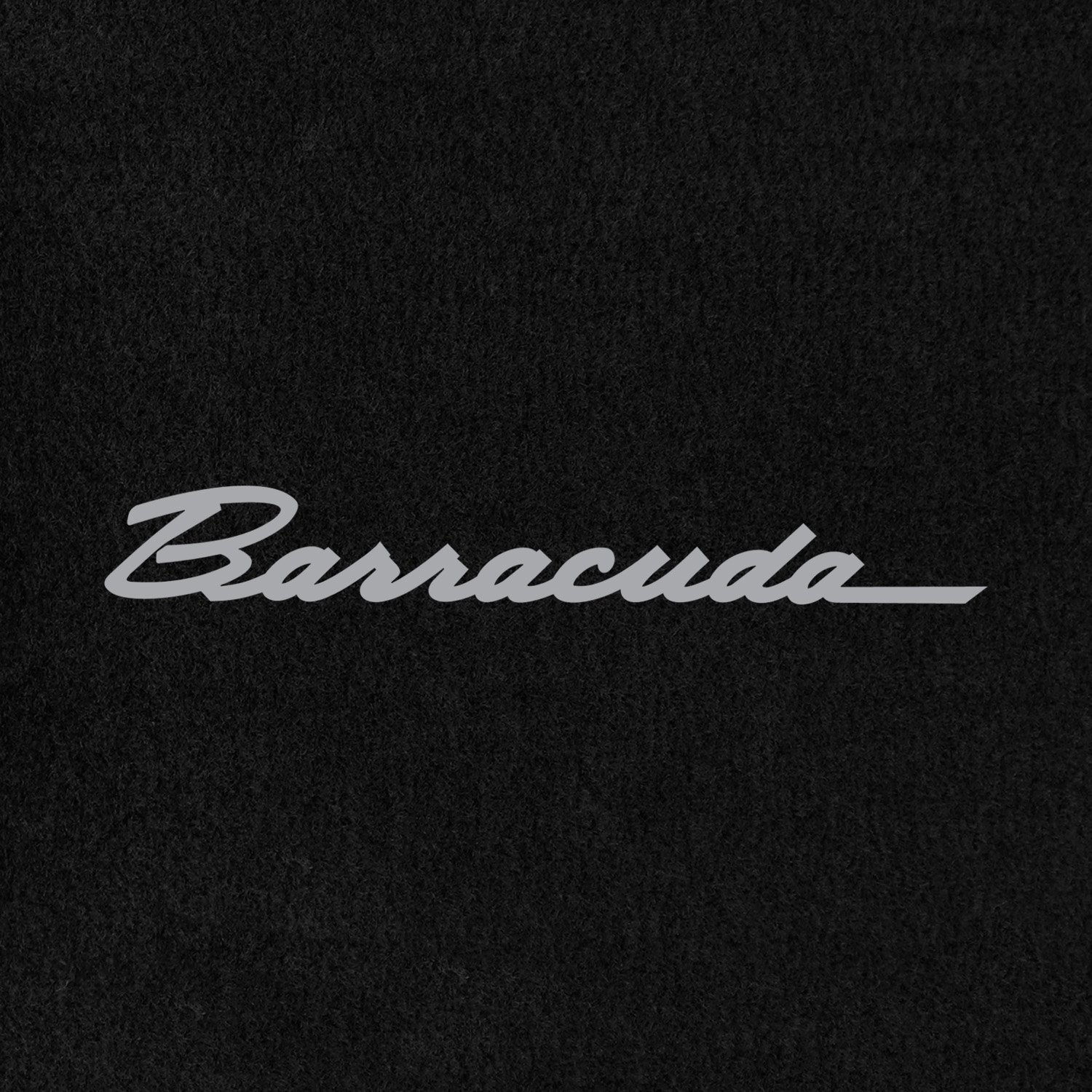 Lloyd Mats Velourtex Black Front Floor Mats for 1967-1974 Plymouth Barracuda with Silver Barracuda Script Embroidery | Custom Car Floor Mats for Classic Muscle Cars & Vintage Auto Restoration Projects
