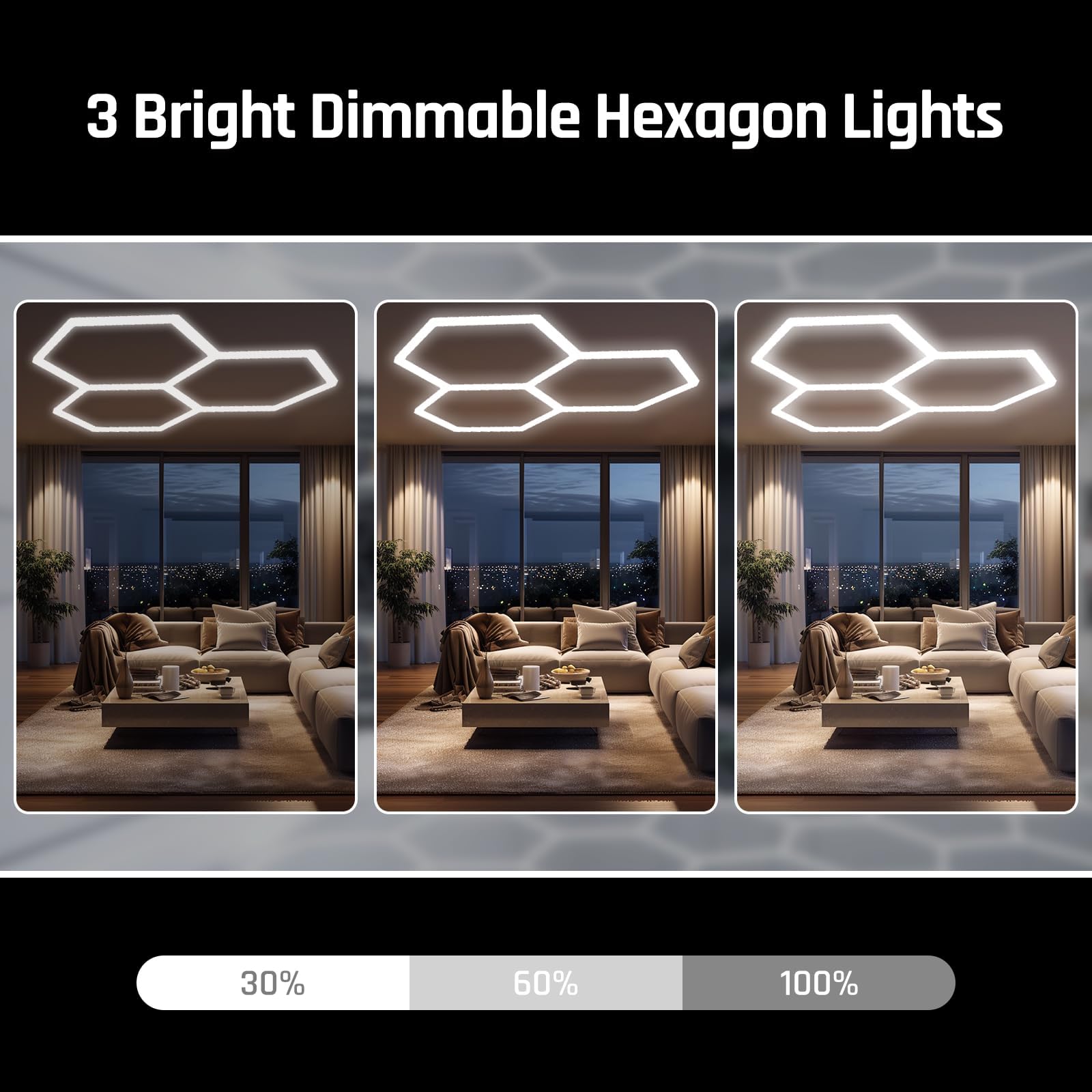Hexagon Garage LED Lights - 6500K 17280LM Hexagonal LED Shop Lights for Garage, Basement, Workshop, Warehouse, Gym, Barber & Auto Detailing - Bright White Ceiling Lighting for Professional & Home Use