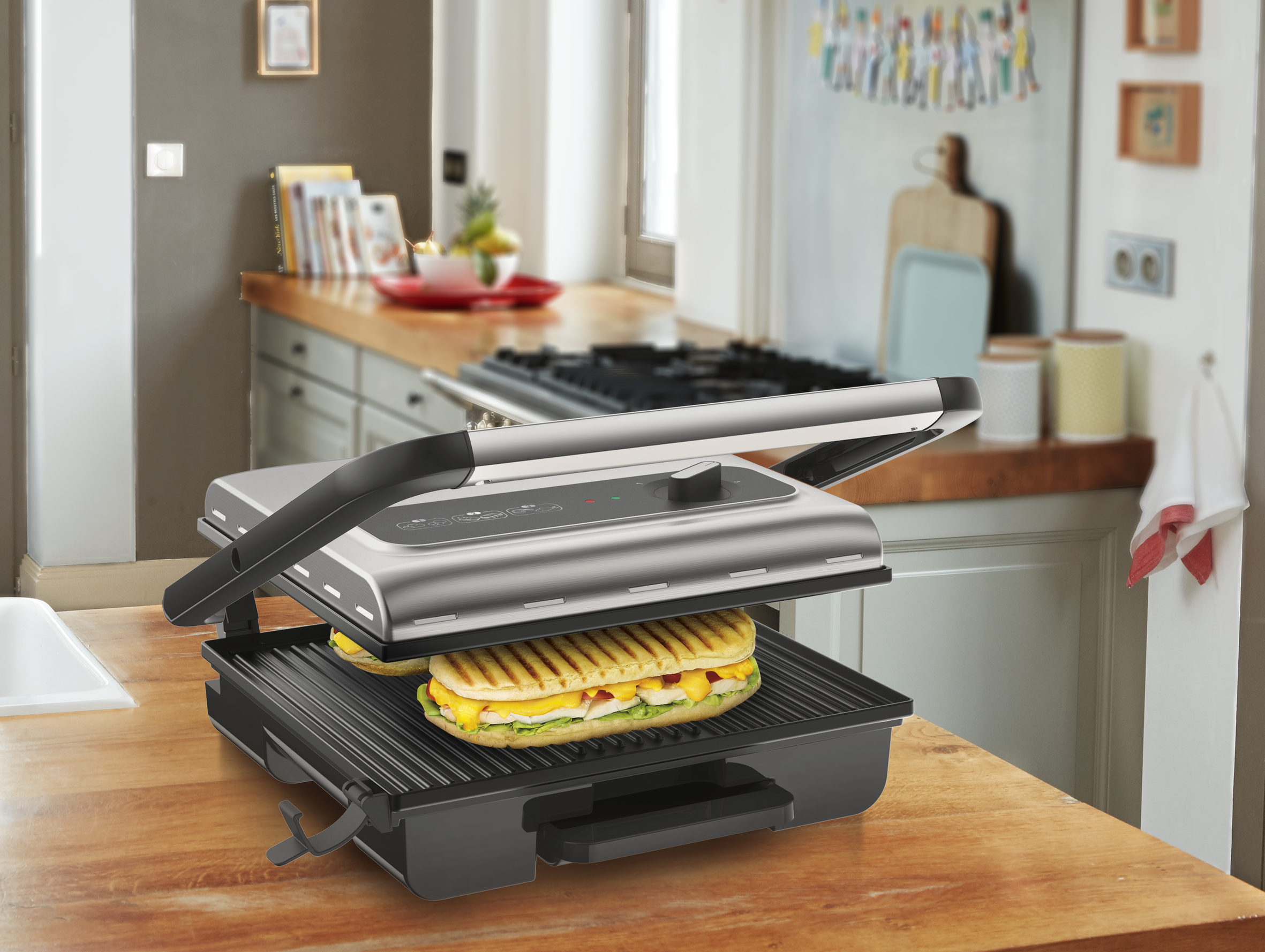 Tefal Inicio GC242D Adjustable Panini Press Grill - Perfect for Sandwiches, Paninis & Breakfast Cooking at Home