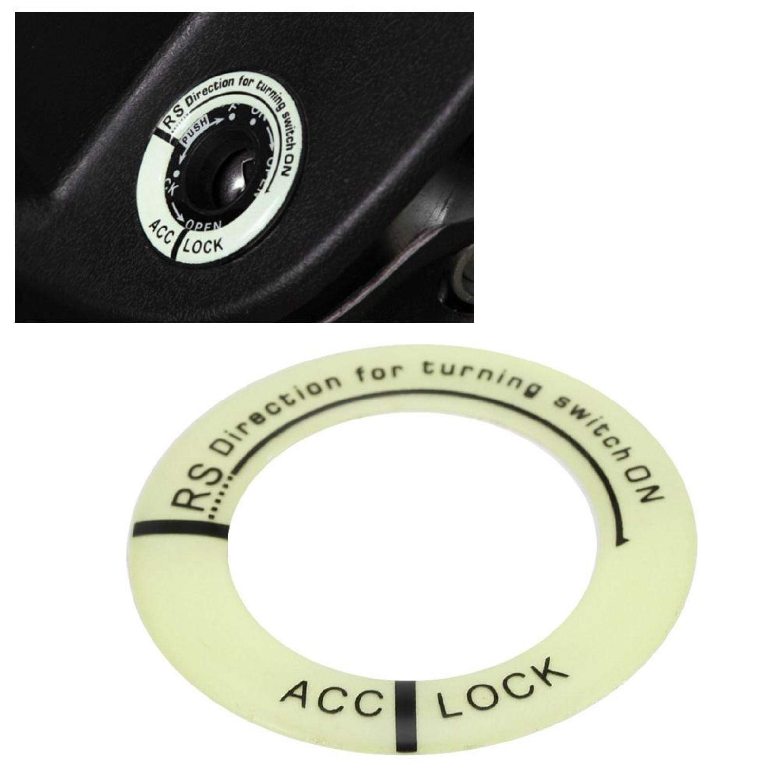 Universal Car & Motorcycle Glow in The Dark Ignition Switch Key Ring Cover - Epoxy Resin Decorative Trim Ring (Green & Black) - Perfect for Night Riders & Vehicle Customization