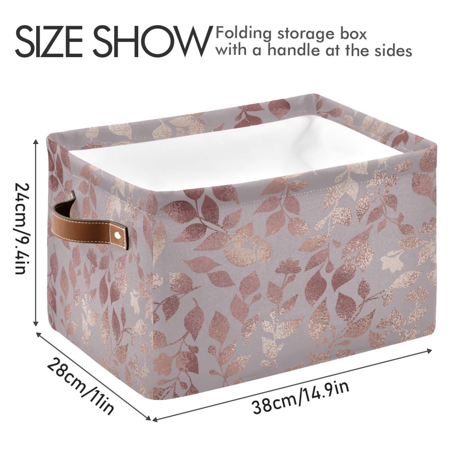 Pink and Rose Gold Collapsible Storage Baskets with PU Handles - Waterproof Nursery Laundry Organizer (2 Pack) - Perfect for Baby Clothes, Toys & Home Organization