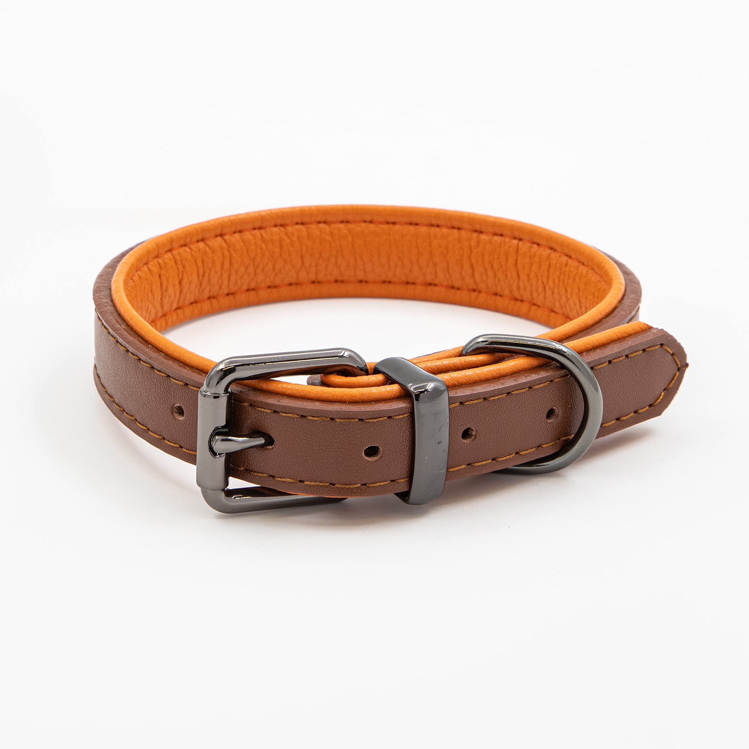 Premium Genuine Leather Dog Collar ¾” X 15 ¾” - Soft Waterproof Padded Collar for Small, Medium & Large Dogs - Durable Pet Collar for Daily Walks, Training & Outdoor Adventures