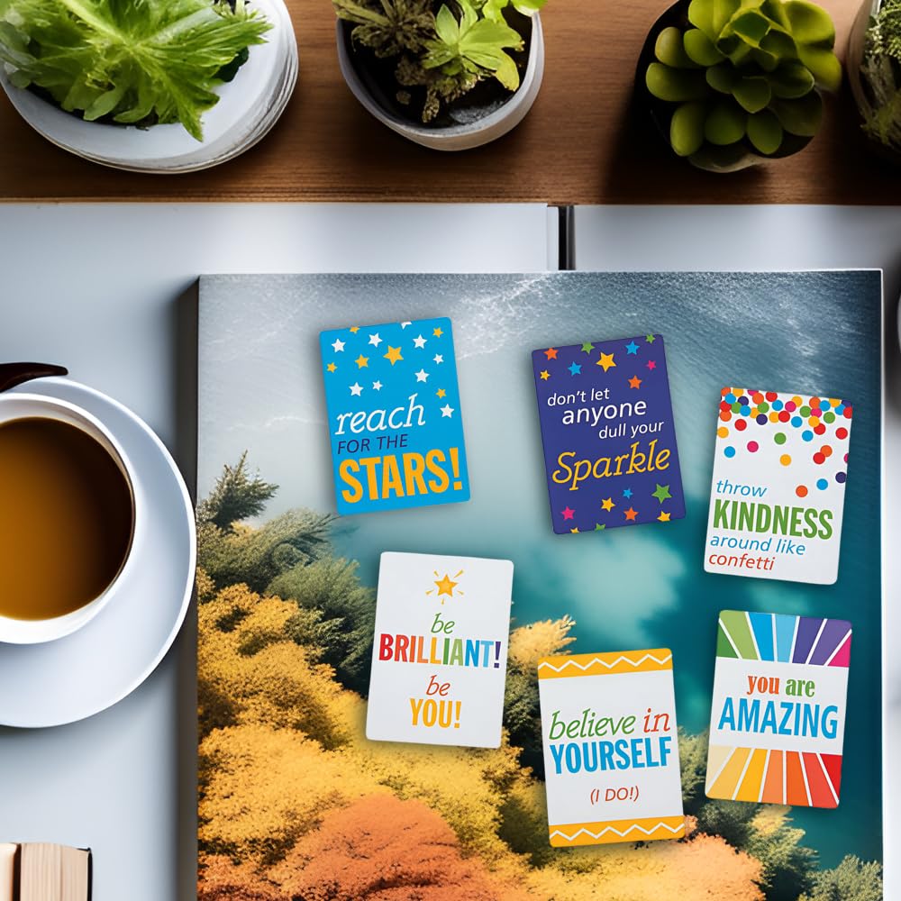 Fun Express Mini Encouragement Cards - 48pcs Motivational & Inspirational Greeting Cards for Women, Kids Educational Activities - Perfect for Christmas Gifts, Classroom Rewards & Daily Affirmations