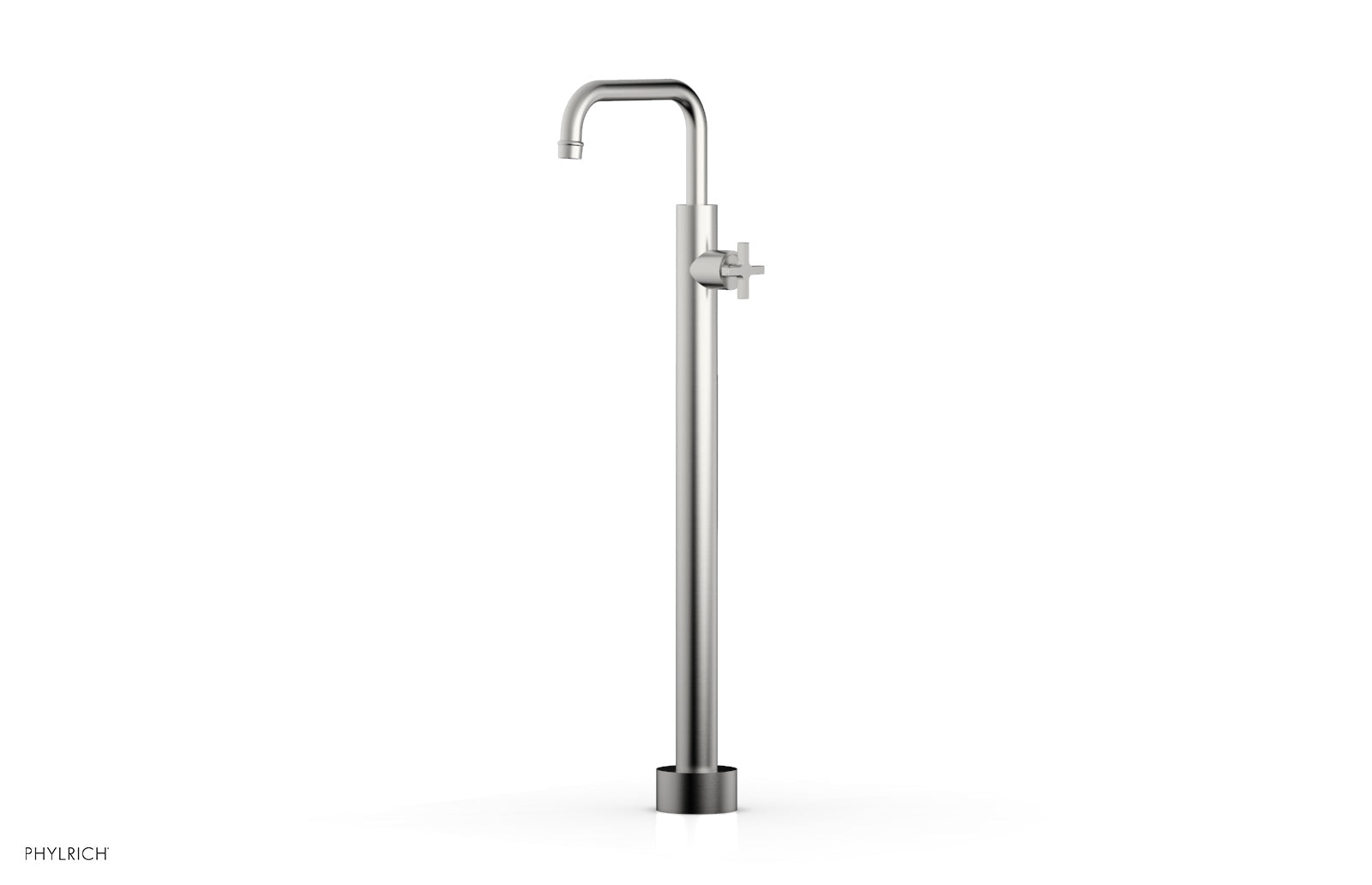 HEX MODERN Tall Floor Mount Tub Filler with Cross Handle - Model 501 54 02 - Perfect for Contemporary Bathroom Designs and Freestanding Bathtubs