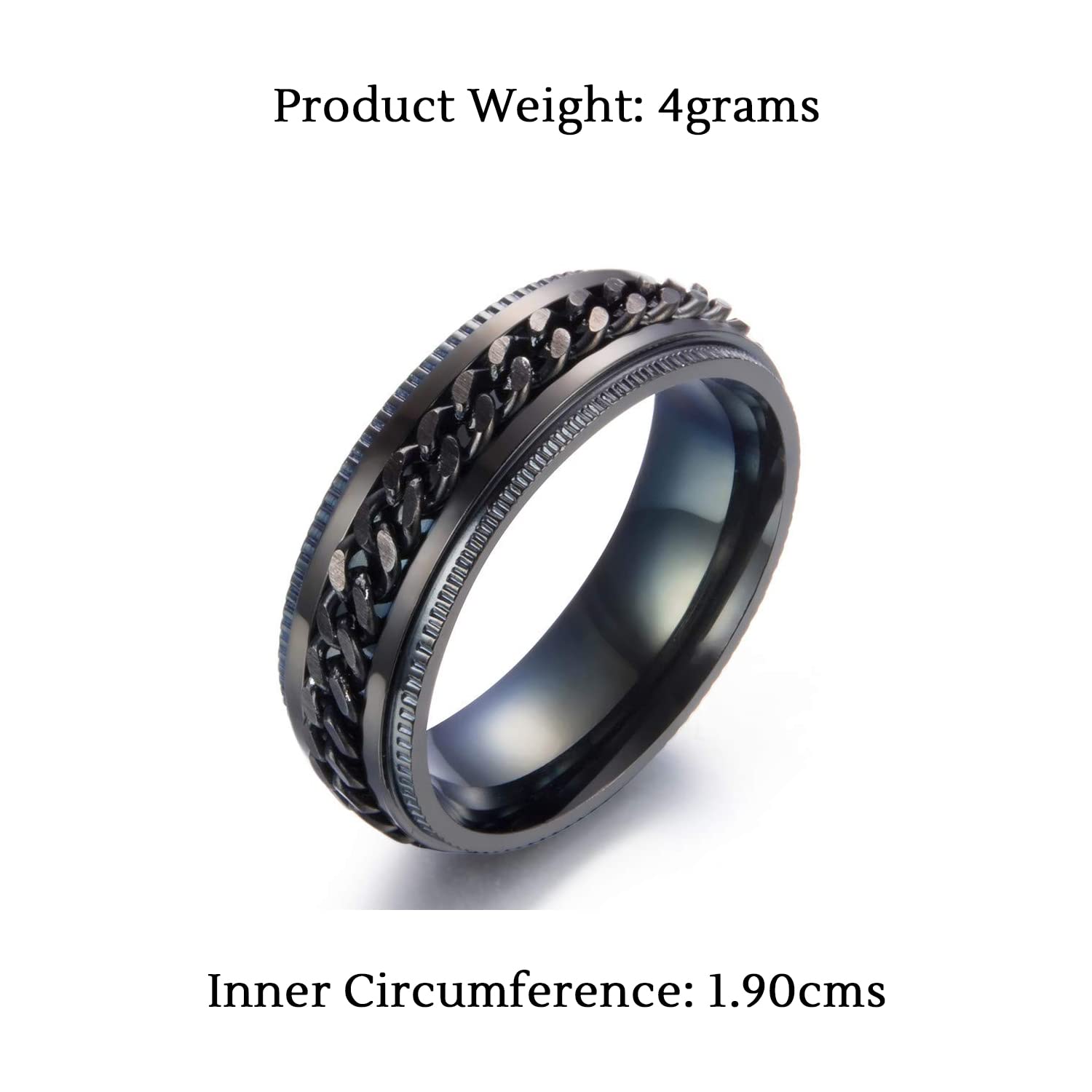 Yellow Stainless Steel Chime Rings for Men & Boys | Durable Black Chain Rings | Anniversary & Birthday Gift for Husband | Perfect for Casual Wear, Parties & Special Occasions