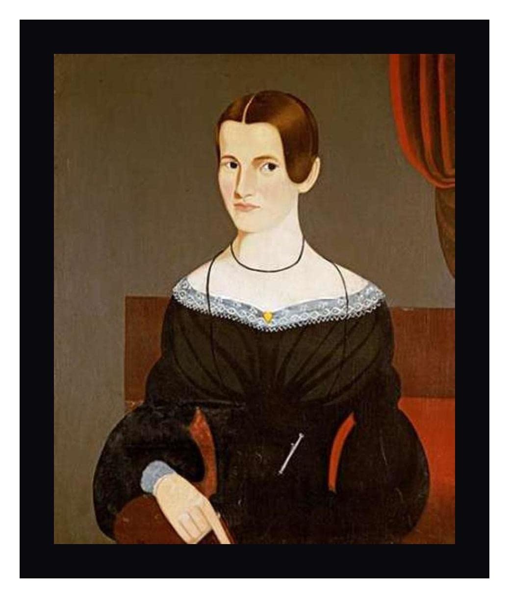George Hartwell 'Portrait of a Young Woman' Circa 1845 - 30x36 Inch Framed Canvas Art Print with Black Frame - Ready to Hang - Perfect for Living Room, Bedroom, or Office Wall Decor