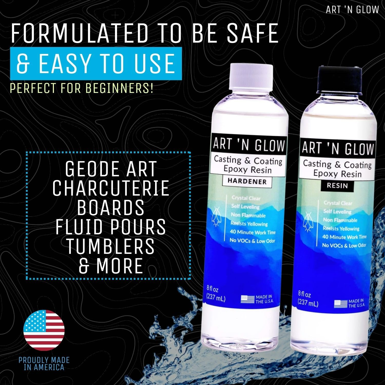 Premium Epoxy Resin Kit for Crystal Clear Casting & Coating – 1 Gallon – UV Resistant, Non-Yellowing, Low Odor, Self-Leveling – Ideal for Art, Jewelry, Woodworking, Tumblers, Molds & DIY Crafts – Made in USA – Perfect for Home Decor, Resin Art Projects, and Professional Coatings
