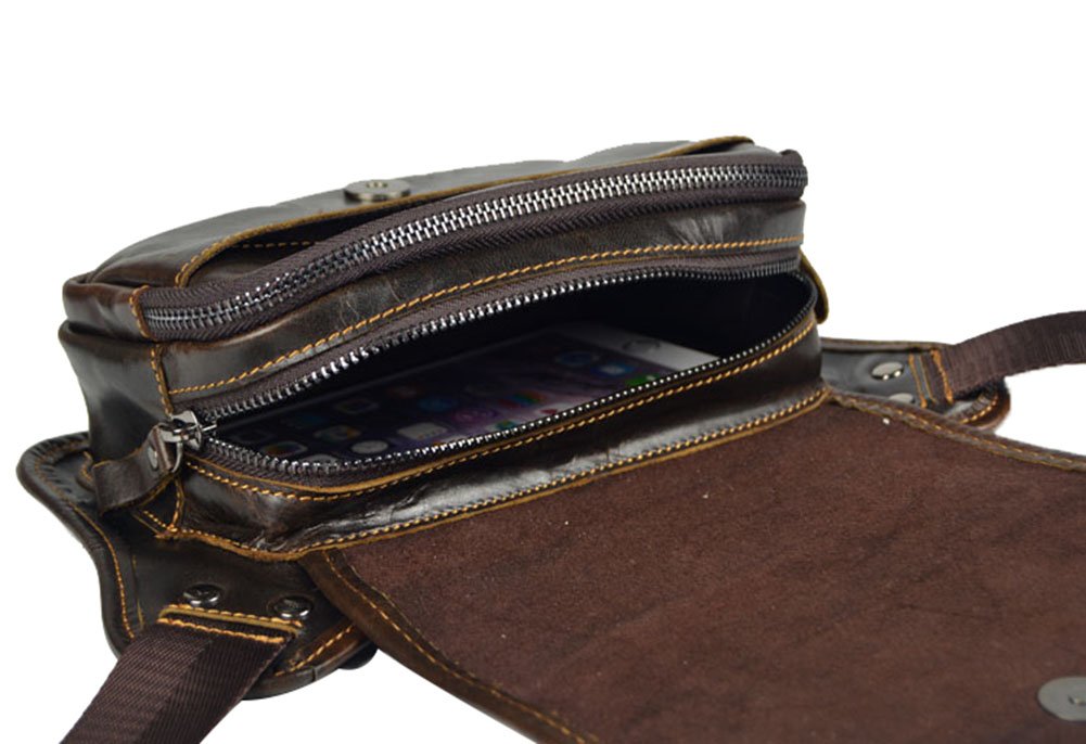 Genuine Leather Travel Fanny Pack Waist Bag - Dark Coffee 030 - Stylish & Durable for Hiking, Running, Festivals & Everyday Use