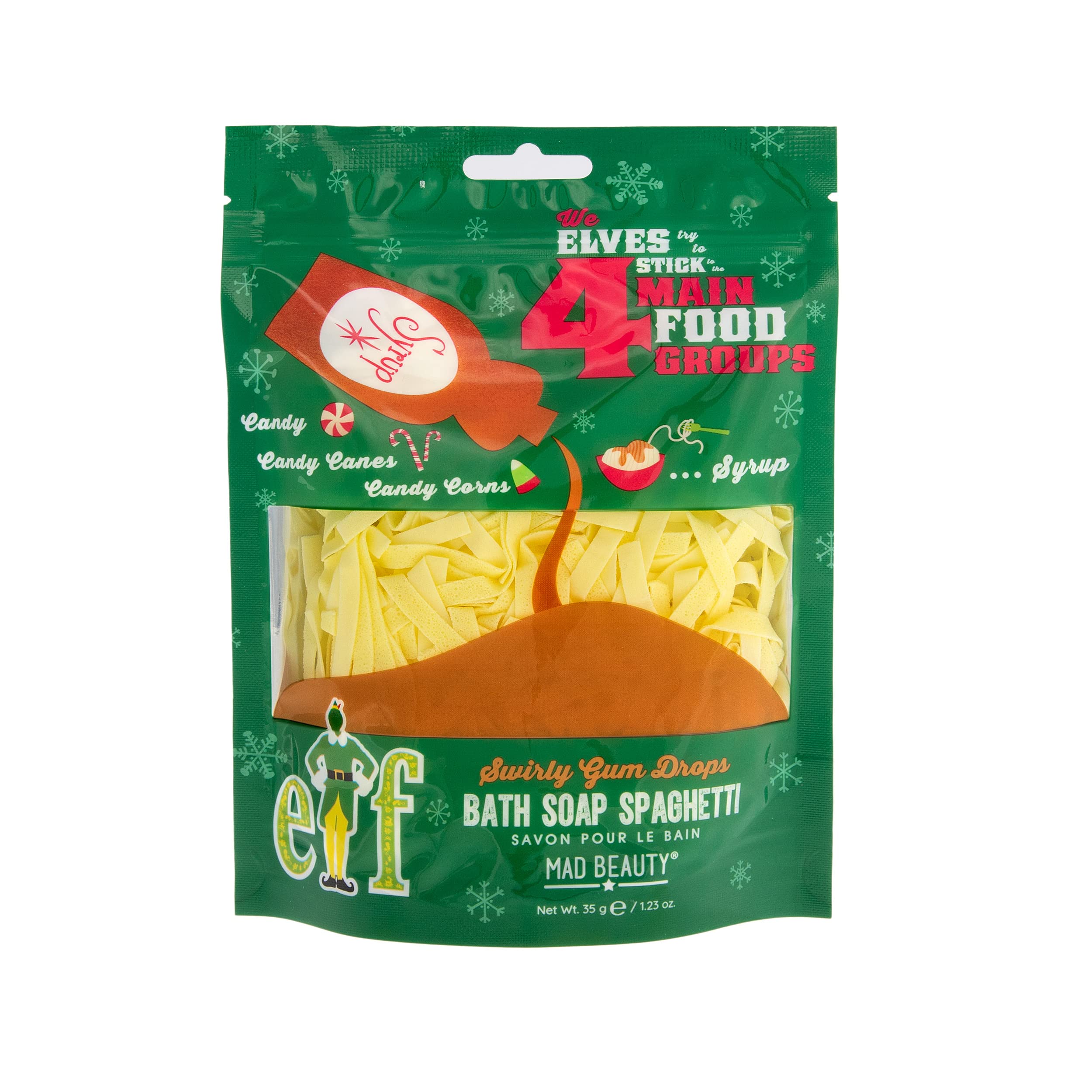 Warner Bros Elf Spaghetti Shaped Bath Soap - Swirly Gum Drop Scented for Healthy Glowing Skin | Fun Christmas Gift & Relaxing Body Care | Perfect for Holiday Gifts, Self-Care & Stress Relief