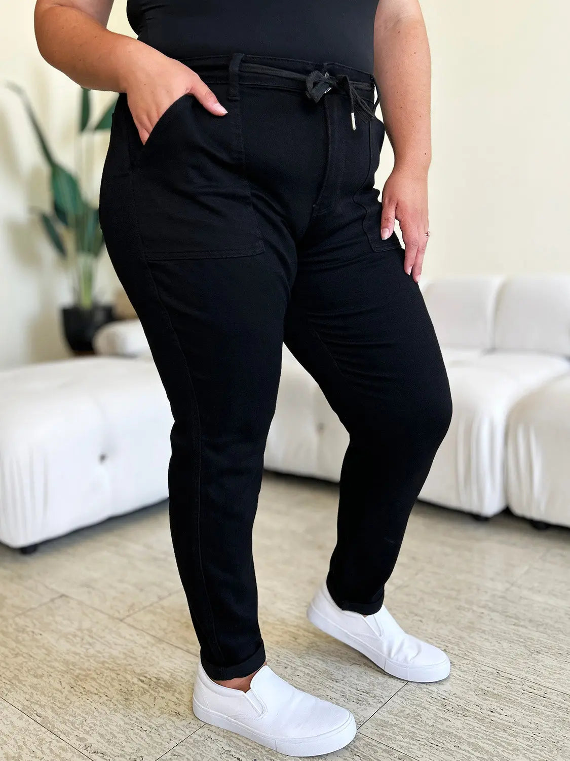 Judy Blue High Waist Double Roll Cuff Jeans for Women - Stretch Denim Skinny Jeans - Perfect for Casual Wear, Date Night & Everyday Outfits