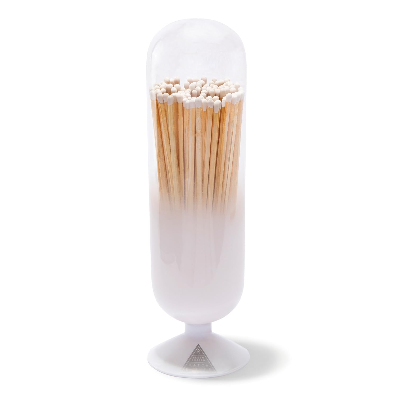 Skeem Cloud Fireplace Glass Match Cloche with Striker - 120 White-Tipped Large Matches - Elegant Fireplace Decor & Candle Lighting Accessories - Perfect for Home Decor, Wedding Centerpieces & Cozy Nights by the Fire