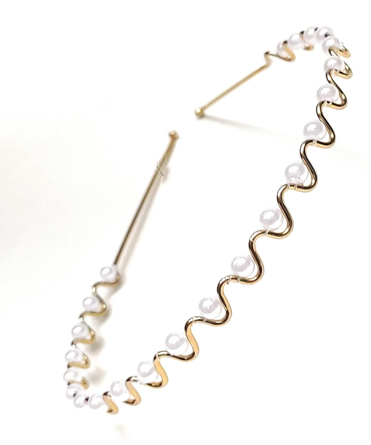 MOOLYAVAAN Silver White Pearl Beaded Metal Headband for Women & Girls - Elegant Hair Accessory for Weddings, Parties & Everyday Wear (Pack of 1)