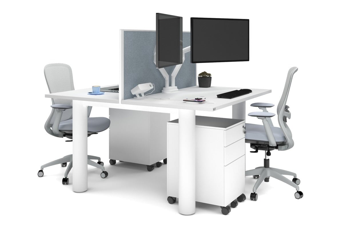 Quadro Cylinder Leg 2-Person Office Workstation Desk [1400L x 700W] - Perfect for Collaborative Workspaces & Modern Offices
