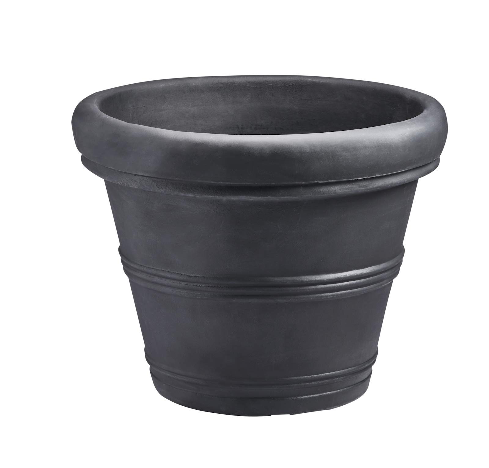 Crescent Garden Brunello 27-Inch Classic Rolled-Rim Plant Pot in Caviar Black - Indoor/Outdoor Decorative Flower Planter for Patio, Garden & Home Decor